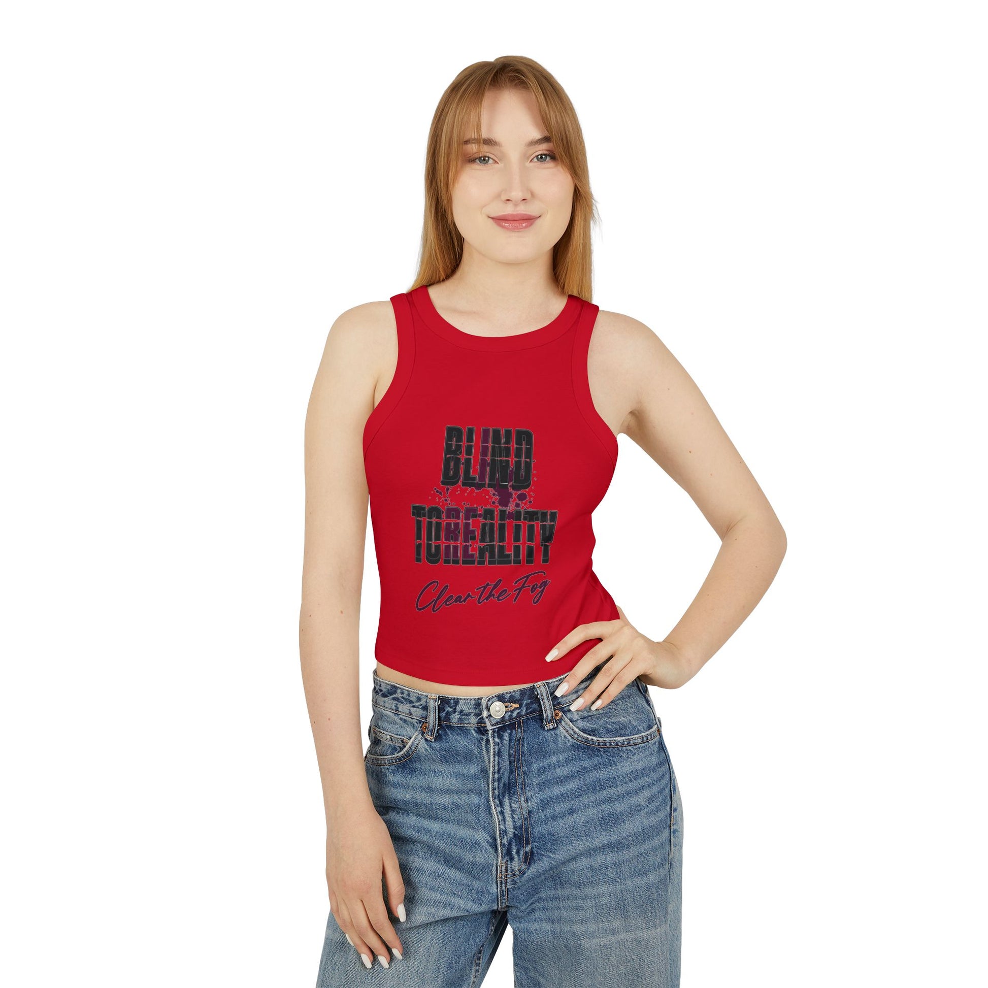 Stylish Women's Micro Rib Racer Tank Top - Perfect for Summer, Casual Wear, Workout, Festivals, Clear the Fog Design