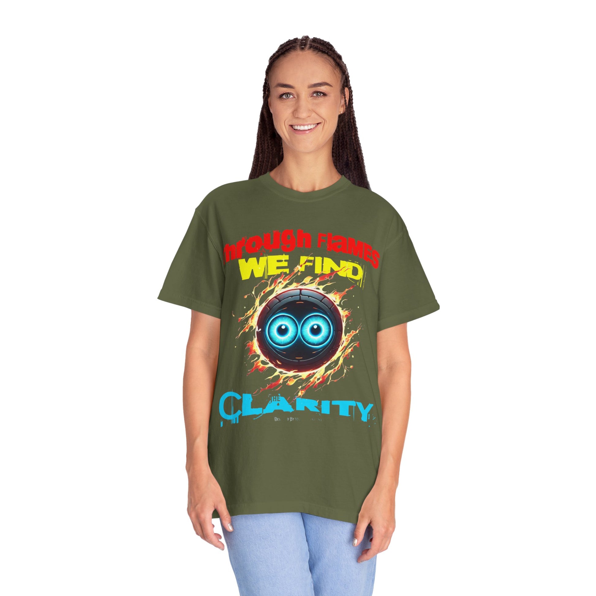 Through Flames Clarity T-shirt | Inspirational Graphic Tee for Youth, Unisex Casual Wear, Perfect Gift for Occasions, Motivational T-shirt