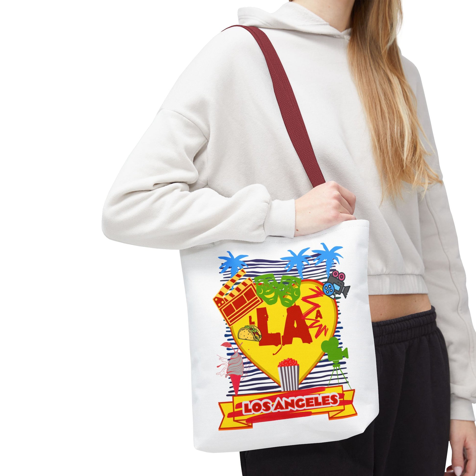 Los Angeles Love Tote Bag, Fun Beach Bag, Travel Tote, Summer Accessory, Gift for Travelers, AOP Design