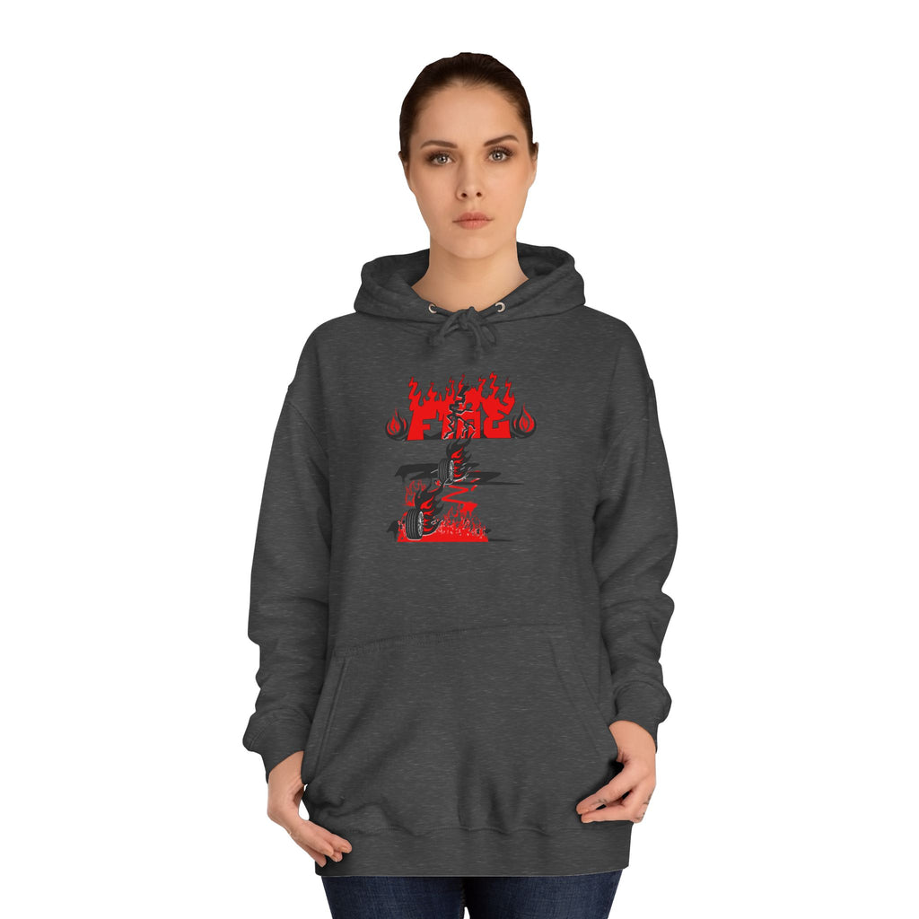 College Hoodie - "Fire" - Unisex Hooded Sweatshirt, Campus Apparel, Gift for Students, College Life, Orange Hoodie