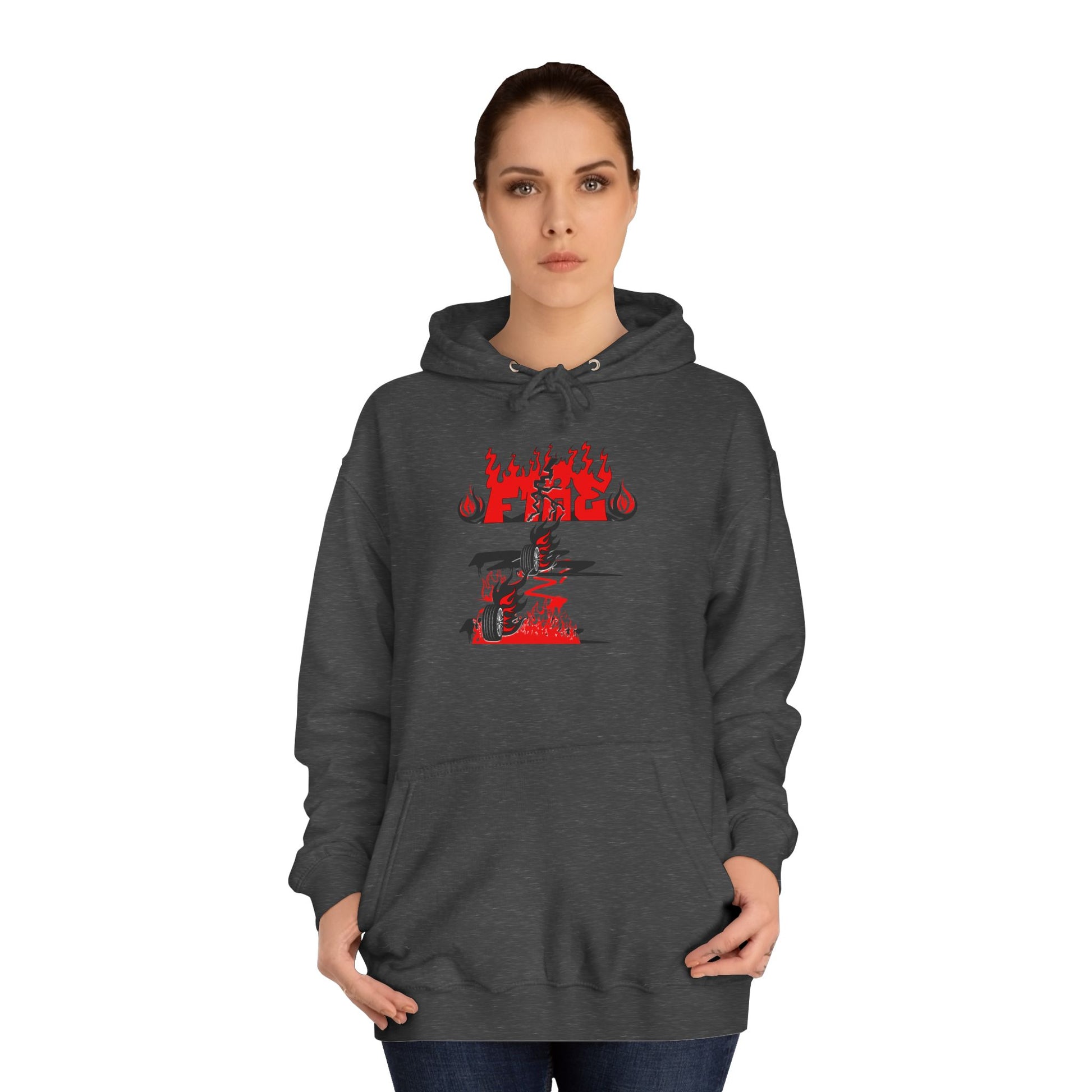 College Hoodie - "Fire" - Unisex Hooded Sweatshirt, Campus Apparel, Gift for Students, College Life, Orange Hoodie