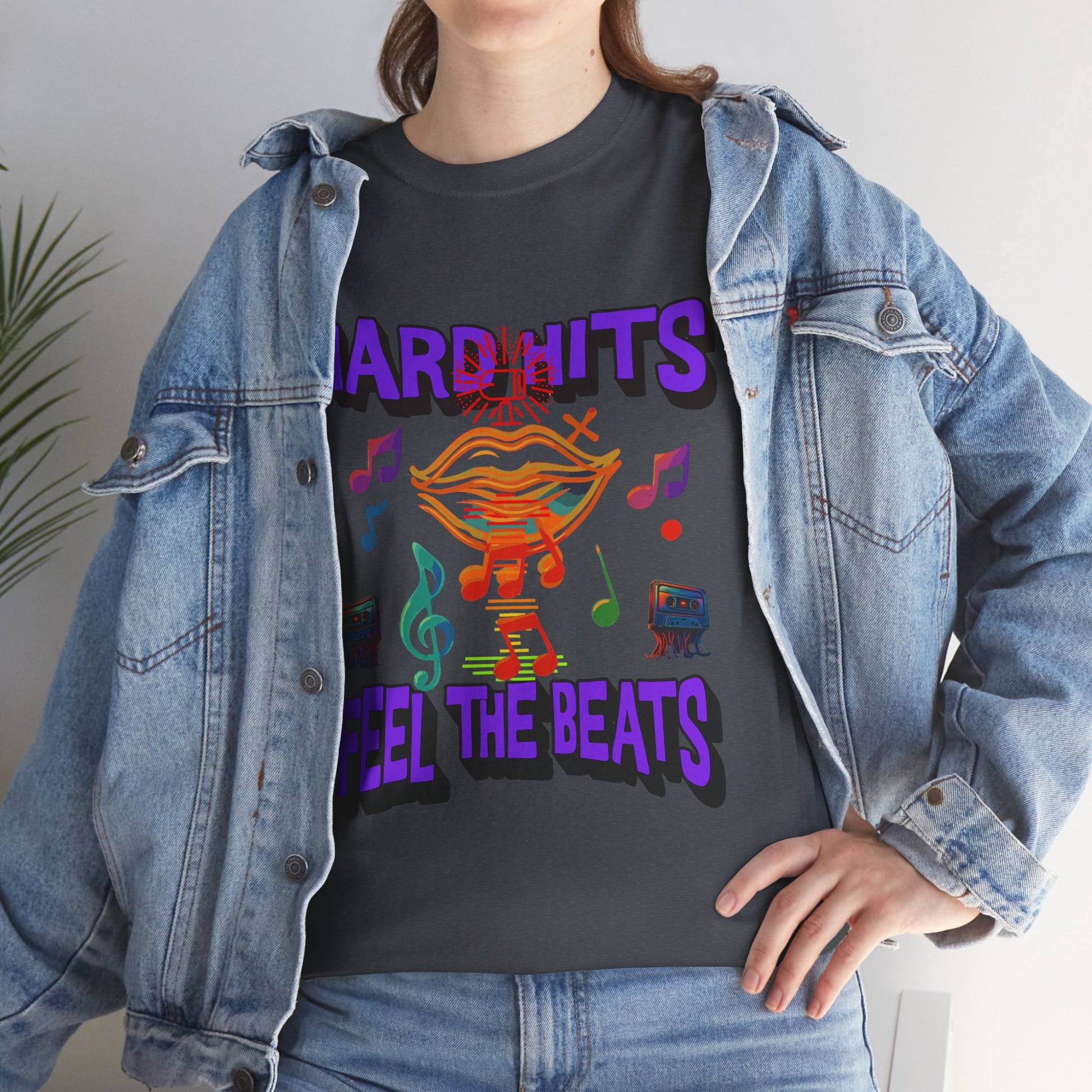 Music Lover Tee - Hard Hits Feel The Beats, Unisex Cotton Shirt, Perfect Gift for Musicians, Concerts, Festivals, Casual Wear