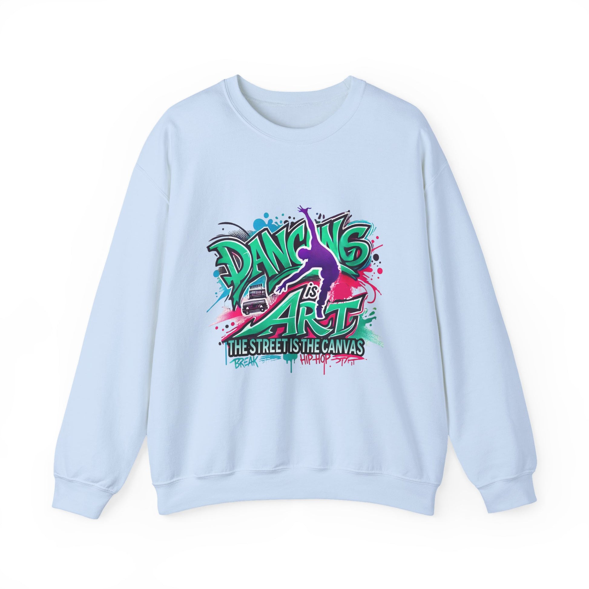 Colorful Street Art Sweatshirt, Unisex Crewneck Pullover, Dance Sweatshirt Gift, Streetwear Apparel, Artsy Fashion