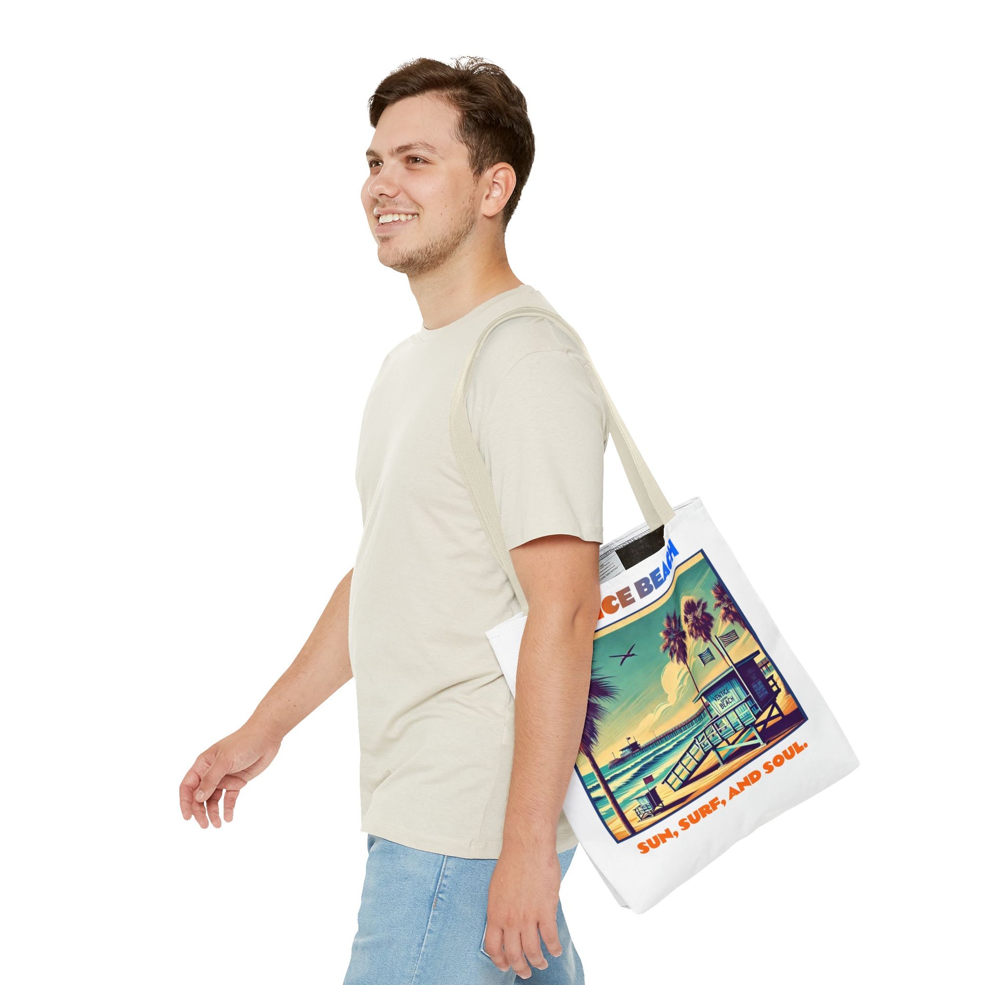 Venice Beach Tote Bag - Sun, Surf, and Soul, Beach Bag, Eco-Friendly, Summer Essential, Travel Tote, Gift for Beach Lovers