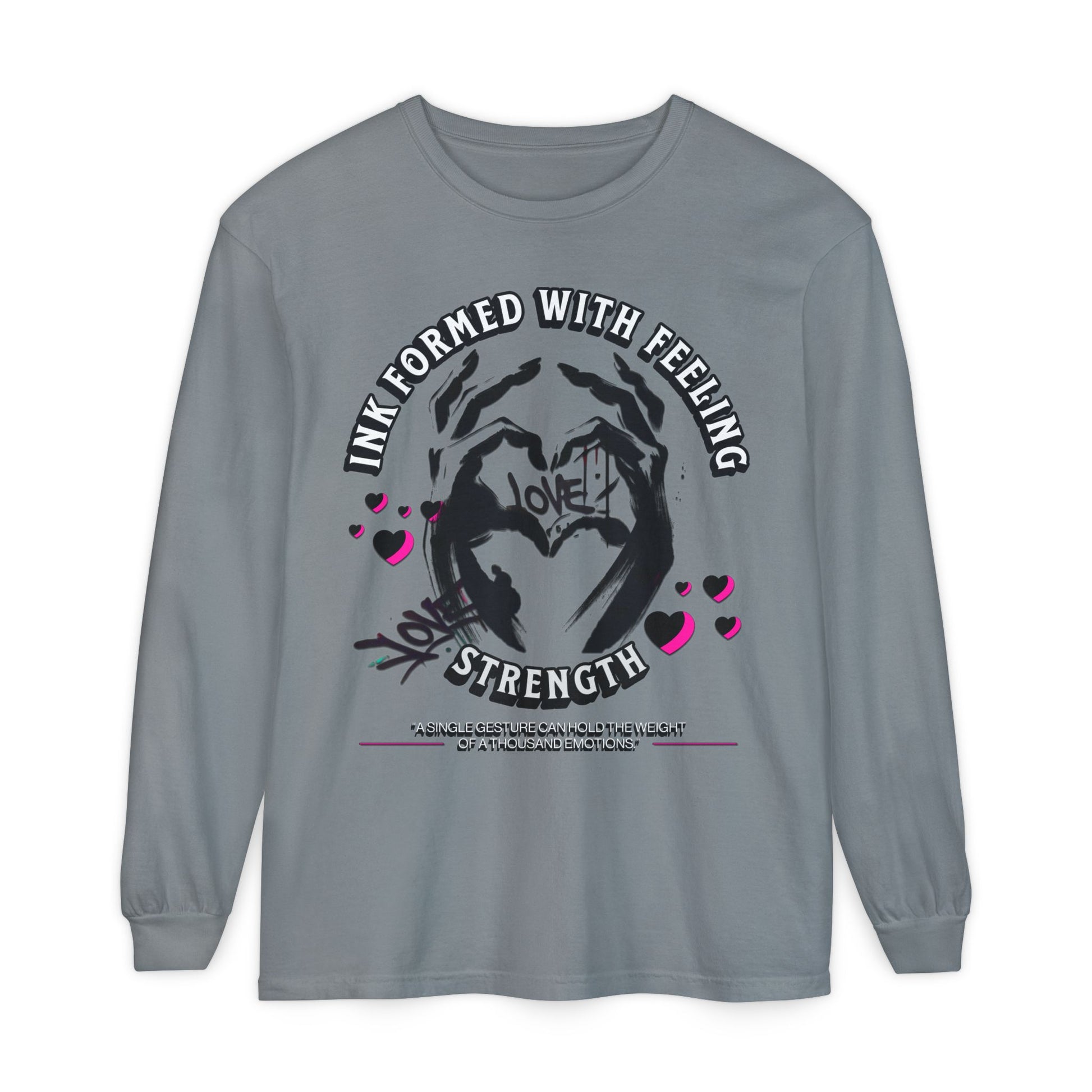 Wearable Art Long-Sleeve Tee  T-Shirt Love and Strength Graphic Design