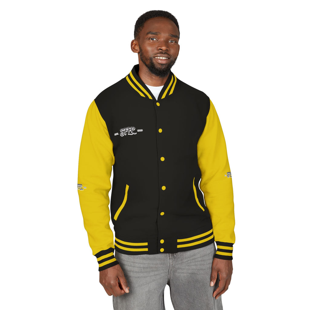 Unisex Varsity Letterman Jacket – Spit Fire Echo Change Embroidered Design
