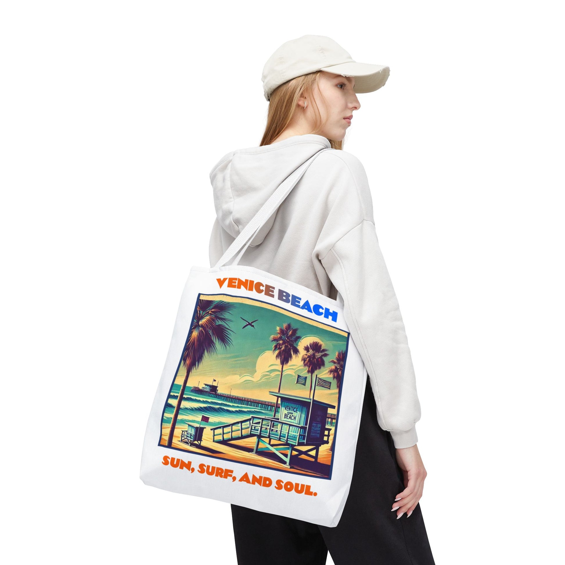 Venice Beach Tote Bag - Sun, Surf, and Soul, Beach Bag, Eco-Friendly, Summer Essential, Travel Tote, Gift for Beach Lovers