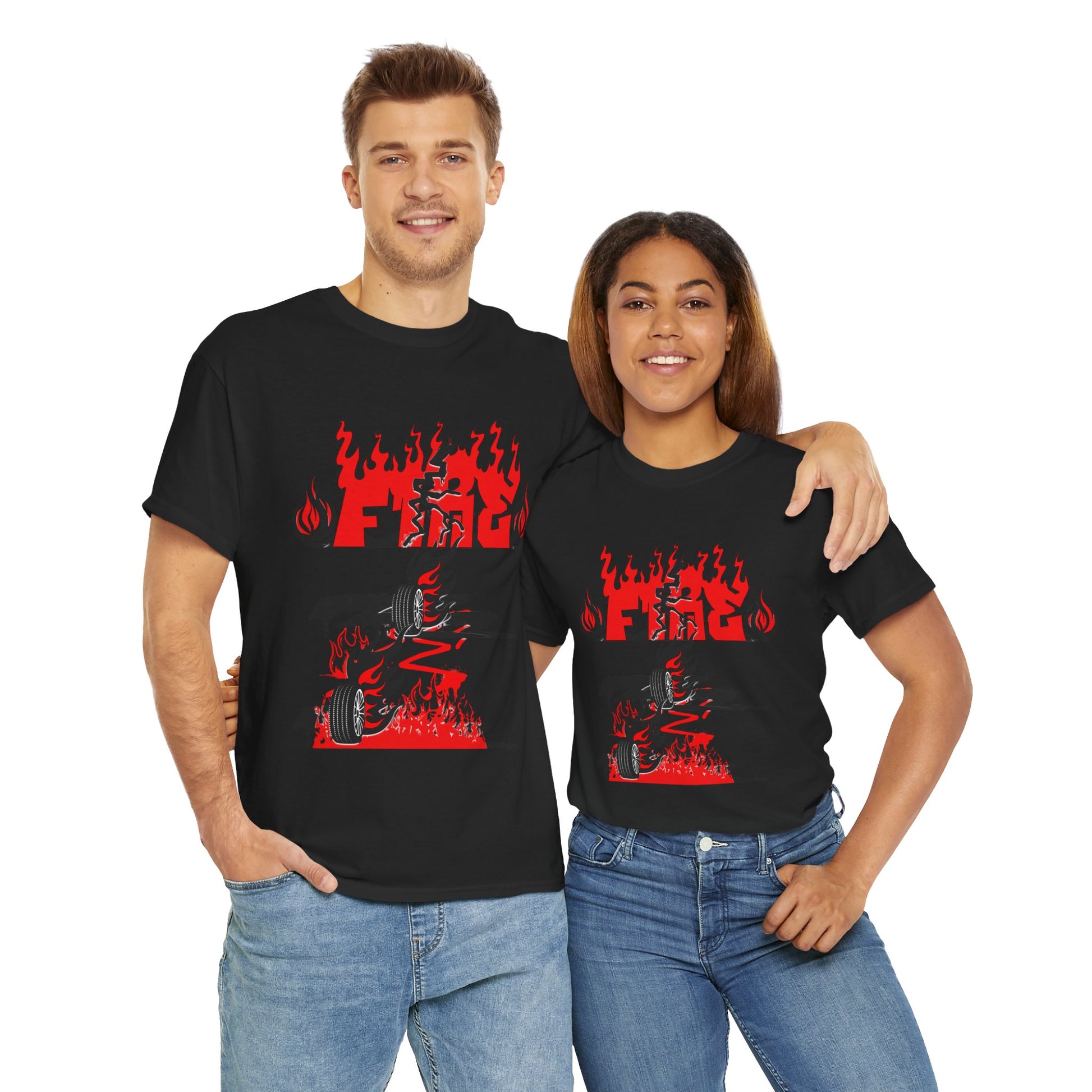Fire Graphic Unisex Tee, Graphic T-Shirt, Casual Wear, Street Style, Gift for Him/Her, Festival Outfit