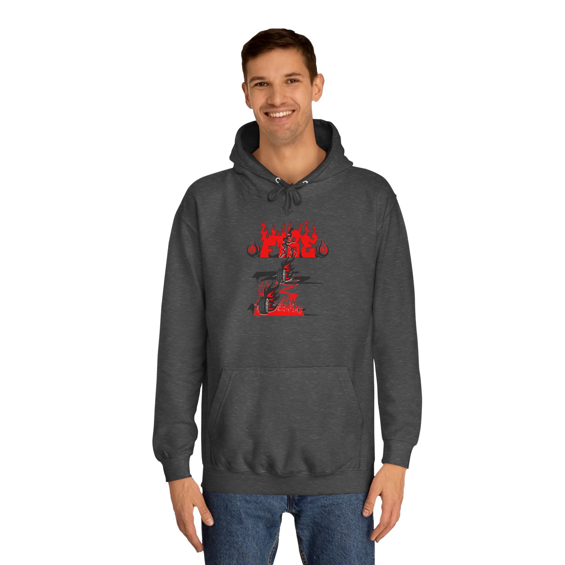 College Hoodie - "Fire" - Unisex Hooded Sweatshirt, Campus Apparel, Gift for Students, College Life, Orange Hoodie