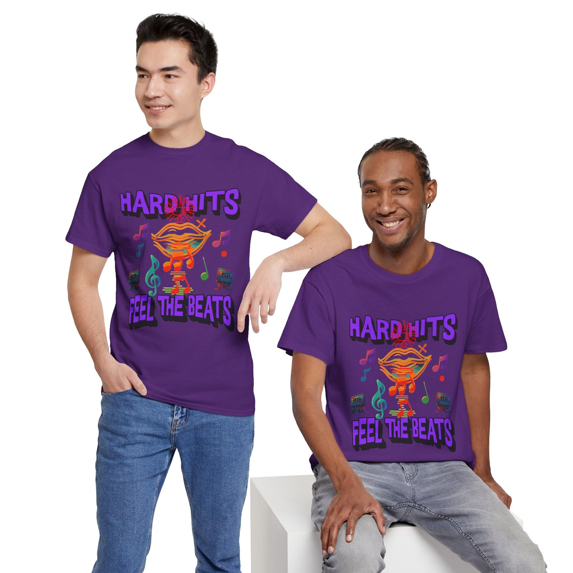 Music Lover Tee - Hard Hits Feel The Beats, Unisex Cotton Shirt, Perfect Gift for Musicians, Concerts, Festivals, Casual Wear