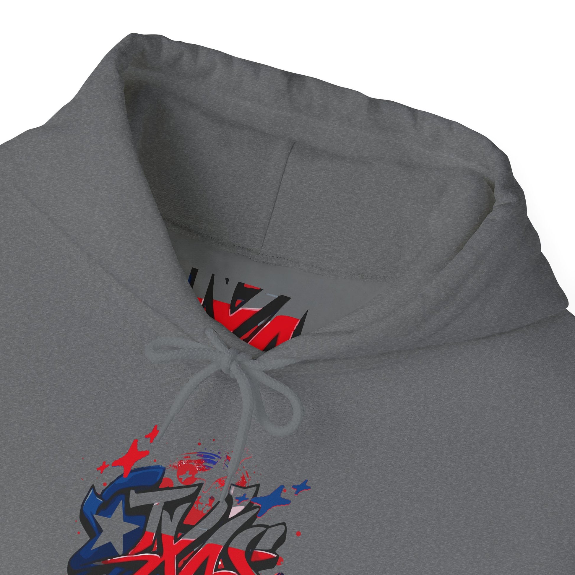 Patriotic Graffiti Hoodie, Cozy Sweatshirt for Casual Wear, Perfect Gift for July 4th, Stylish Streetwear, Unisex Fashion