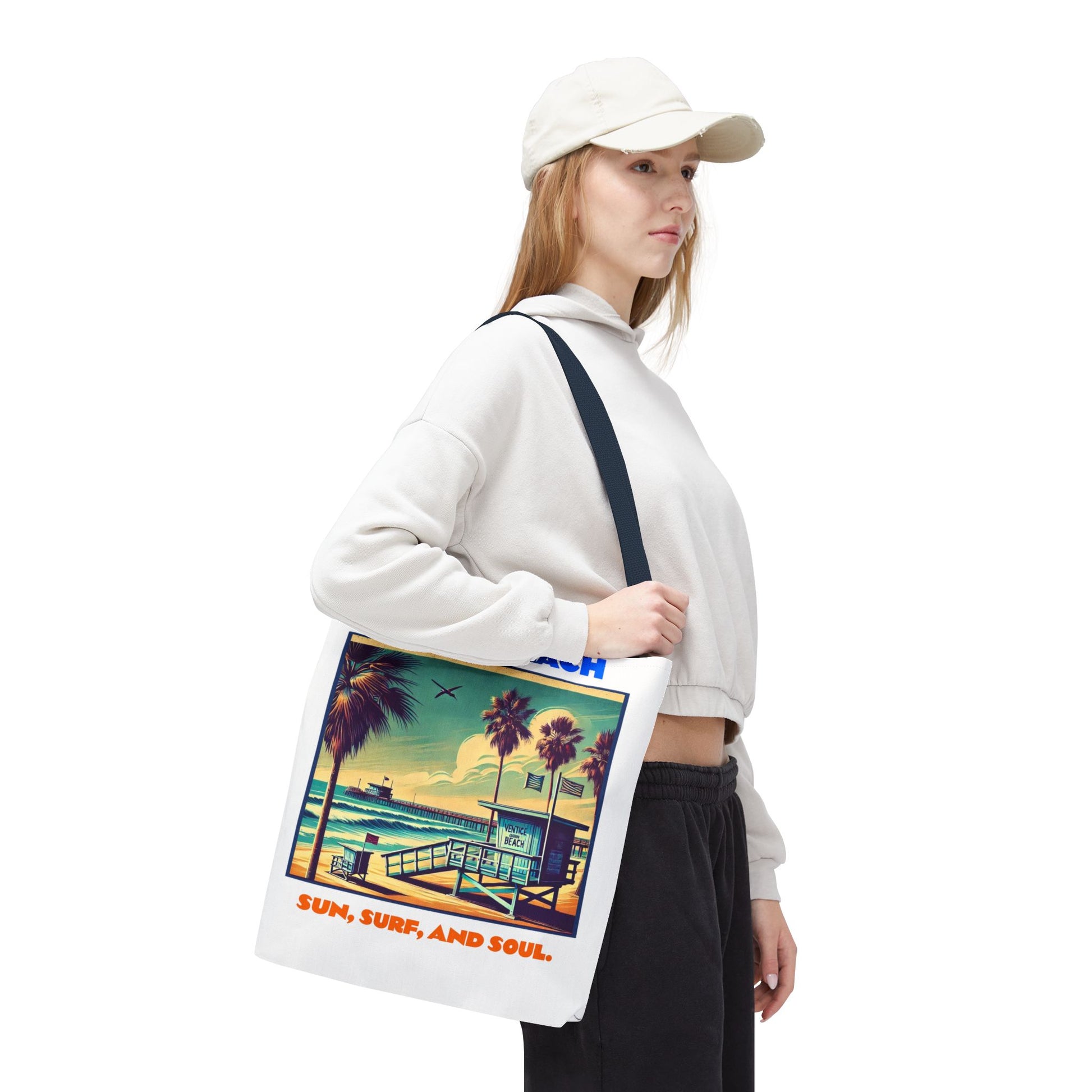 Venice Beach Tote Bag - Sun, Surf, and Soul, Beach Bag, Eco-Friendly, Summer Essential, Travel Tote, Gift for Beach Lovers