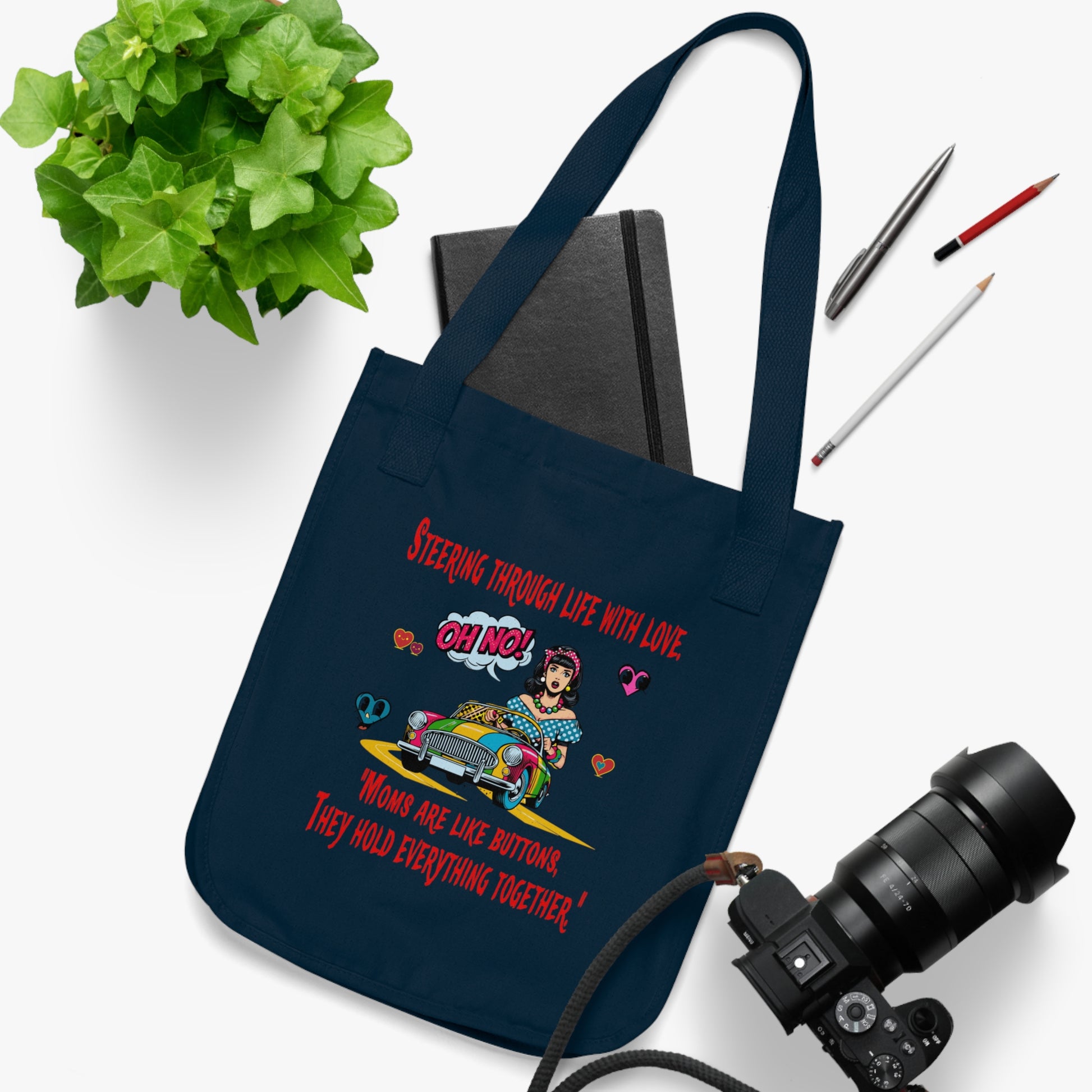 Organic Canvas Tote Bag - Fun & Whimsical Design for Moms, Eco-Friendly Gift, Grocery Bag, Everyday Use, Travel Companion