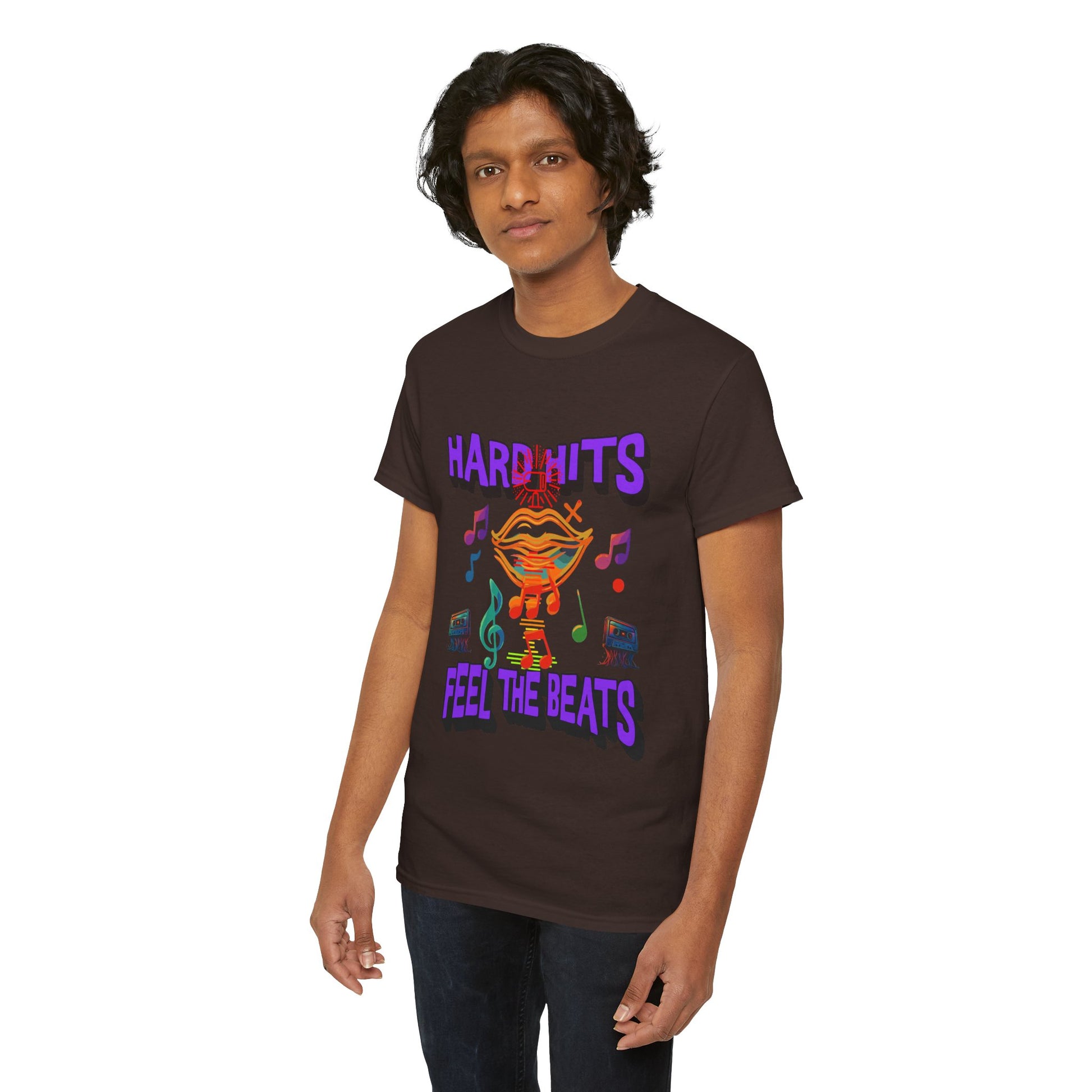 Music Lover Tee - Hard Hits Feel The Beats, Unisex Cotton Shirt, Perfect Gift for Musicians, Concerts, Festivals, Casual Wear