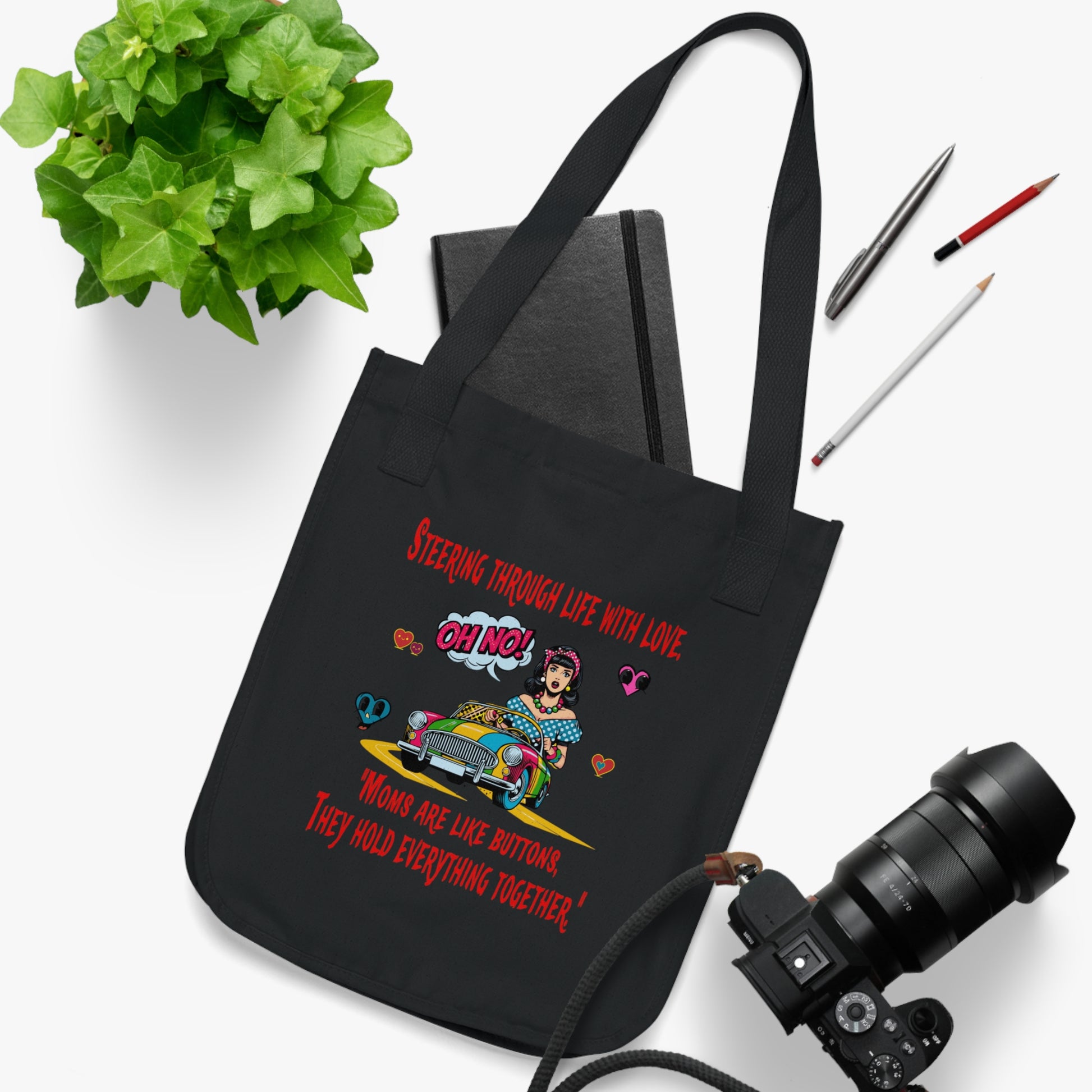 Organic Canvas Tote Bag - Fun & Whimsical Design for Moms, Eco-Friendly Gift, Grocery Bag, Everyday Use, Travel Companion