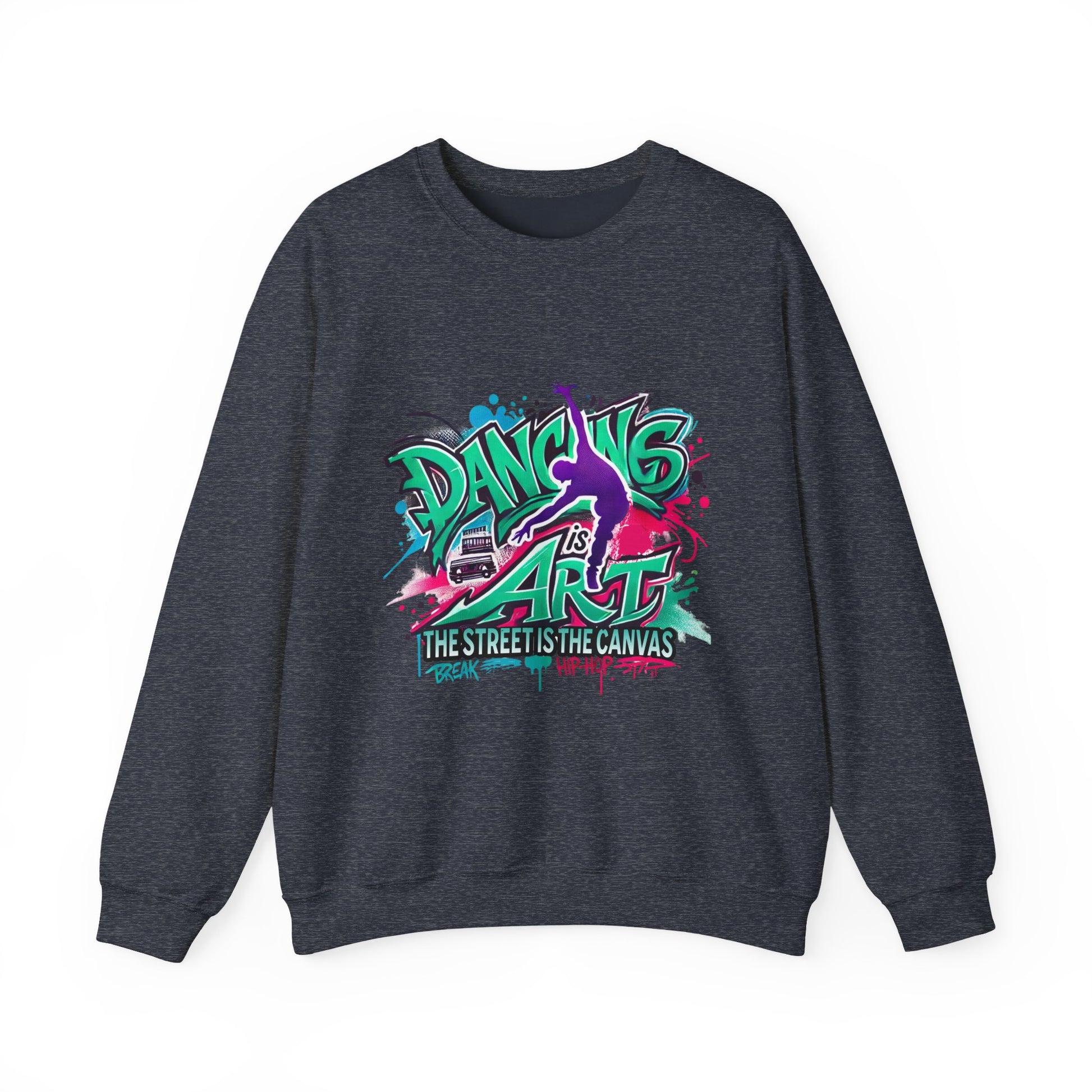Colorful Street Art Sweatshirt, Unisex Crewneck Pullover, Dance Sweatshirt Gift, Streetwear Apparel, Artsy Fashion