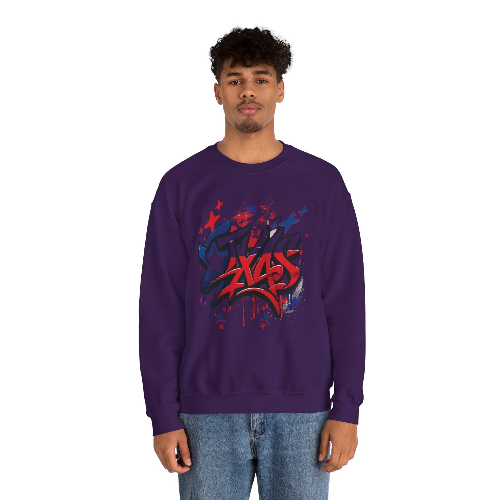 Texas Graffiti Crewneck Sweatshirt, Urban Streetwear, Unisex Fashion, Graphic Sweatshirt, Cozy Layering Piece, Gift for Him/Her