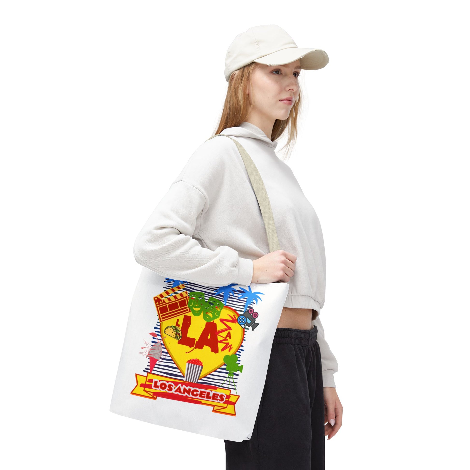 Los Angeles Love Tote Bag, Fun Beach Bag, Travel Tote, Summer Accessory, Gift for Travelers, AOP Design