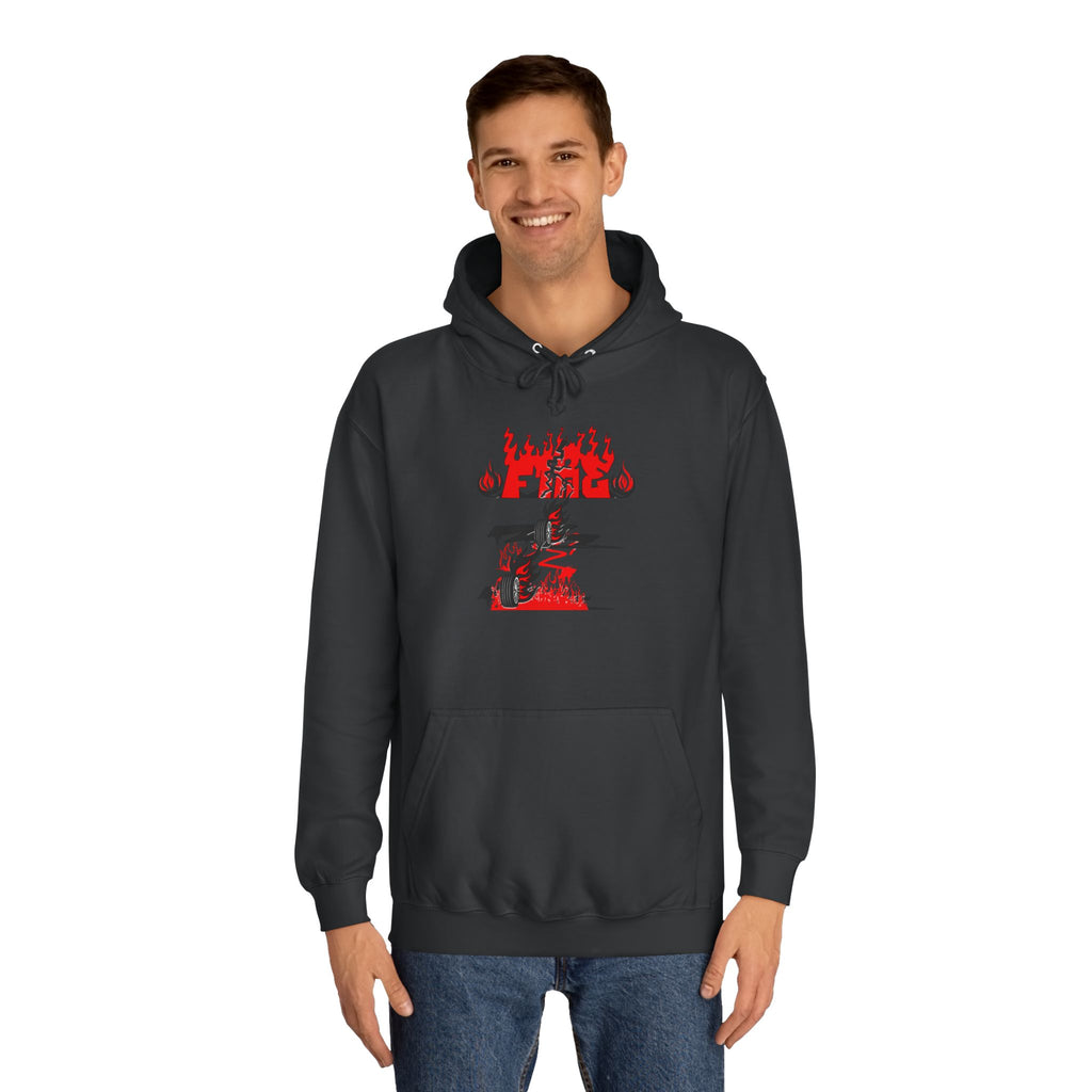 College Hoodie - "Fire" - Unisex Hooded Sweatshirt, Campus Apparel, Gift for Students, College Life, Orange Hoodie
