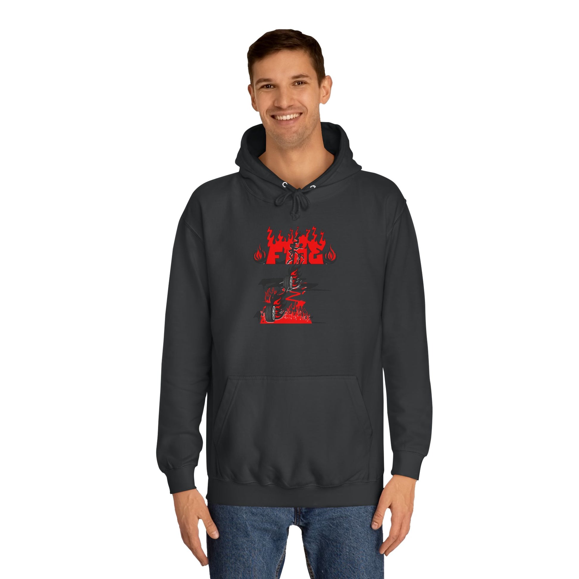 College Hoodie - "Fire" - Unisex Hooded Sweatshirt, Campus Apparel, Gift for Students, College Life, Orange Hoodie