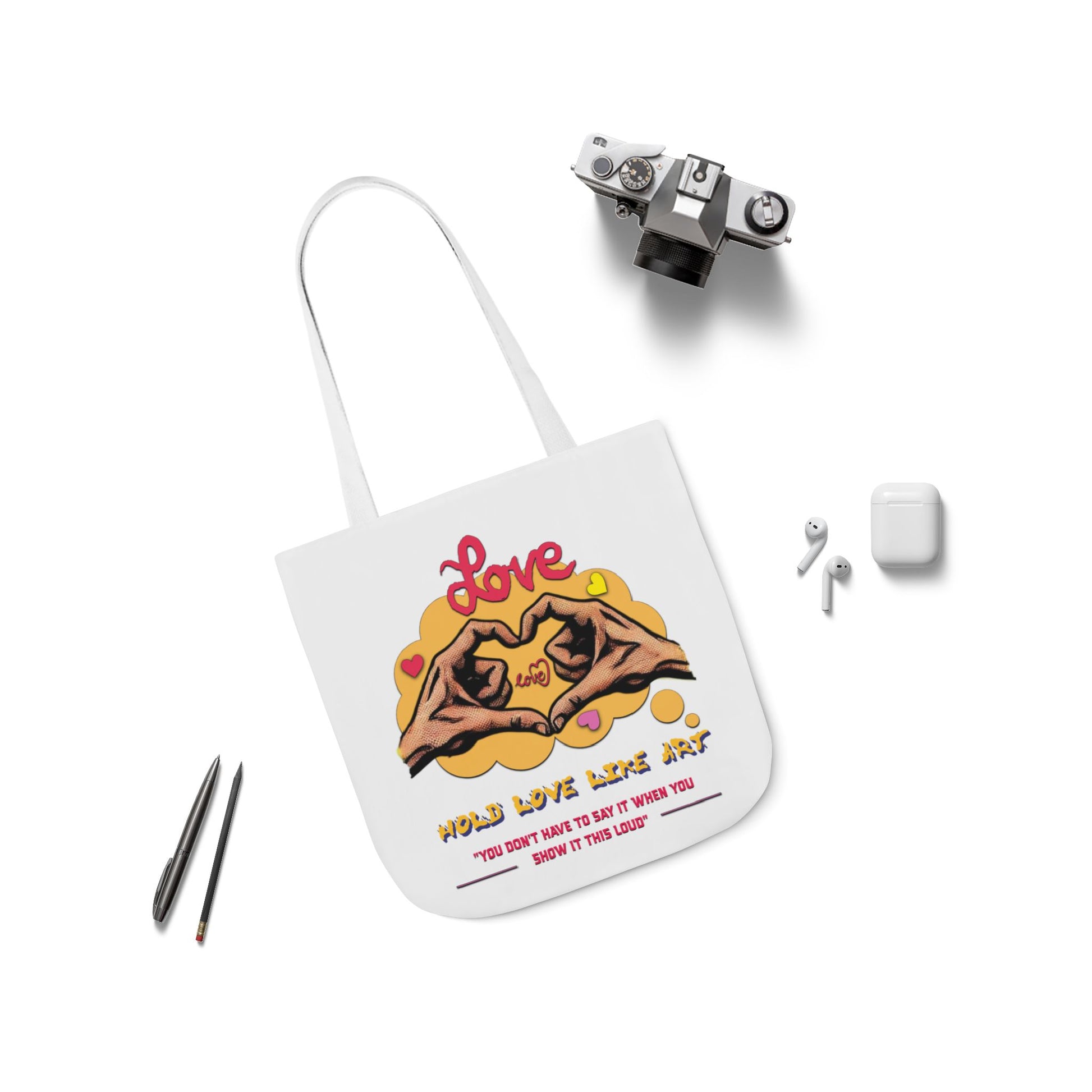 Love Canvas Tote Bag with 5-Color Straps - Perfect for Everyday Use, Gifts, Shopping, Eco-Friendly, Valentine's Day