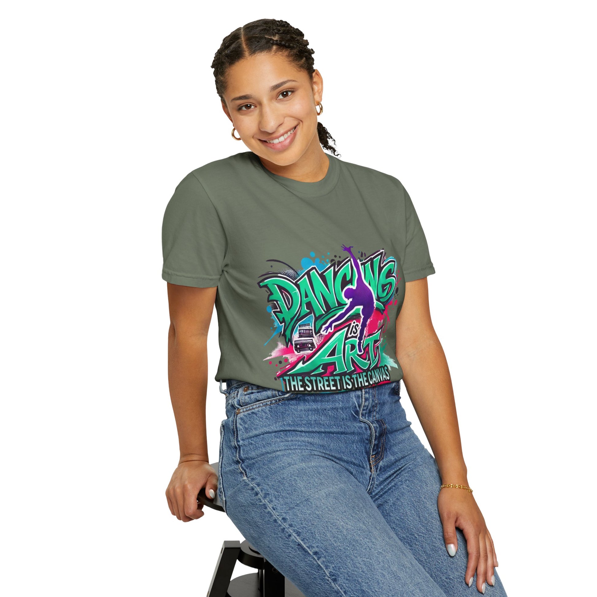 Artistic Dance T-Shirt, Urban Dance Tee, Street Art Apparel, Gift for Dancers, Graffiti Shirt, Colorful Expression Tee