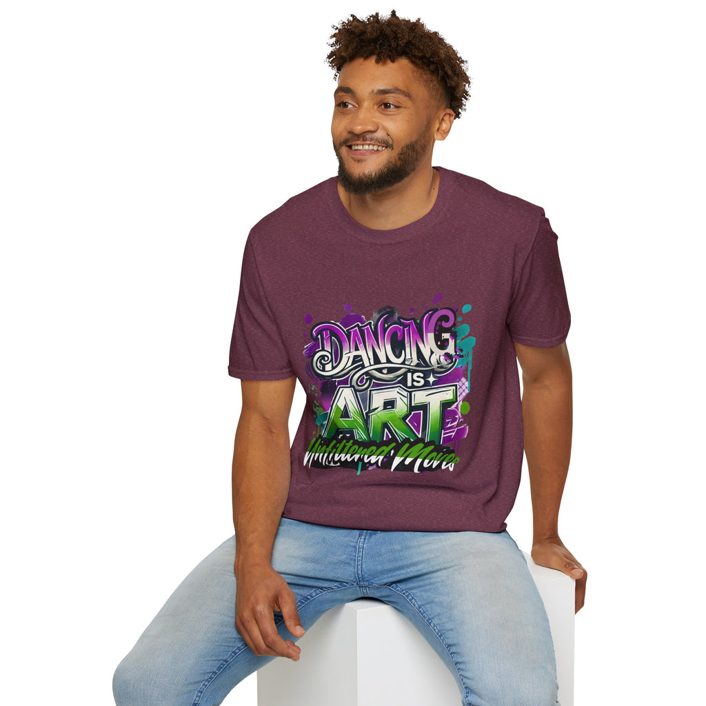 Dance Tee Unisex Softstyle T-Shirt: Dancing is Art & Unfiltered Moves Design