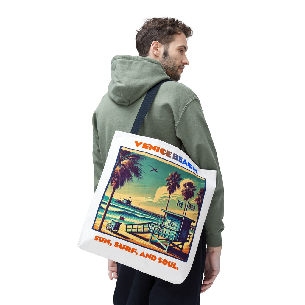 Venice Beach Tote Bag - Sun, Surf, and Soul, Beach Bag, Eco-Friendly, Summer Essential, Travel Tote, Gift for Beach Lovers