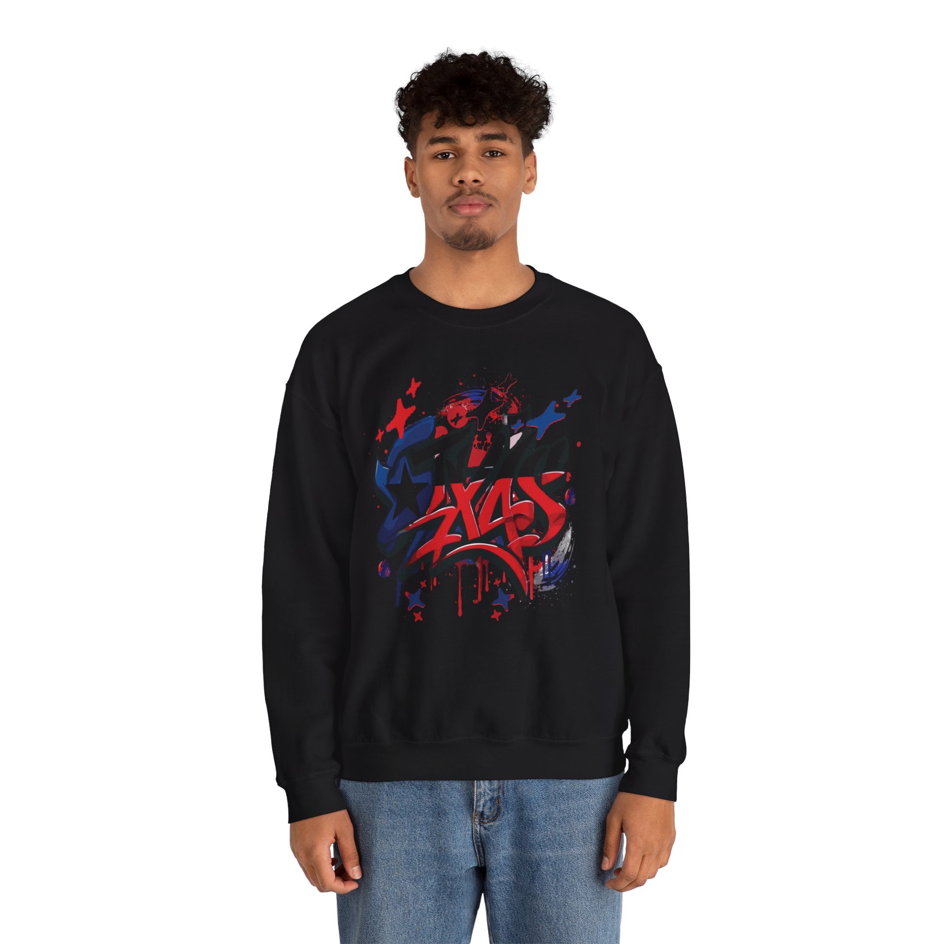 Texas Graffiti Crewneck Sweatshirt, Urban Streetwear, Unisex Fashion, Graphic Sweatshirt, Cozy Layering Piece, Gift for Him/Her