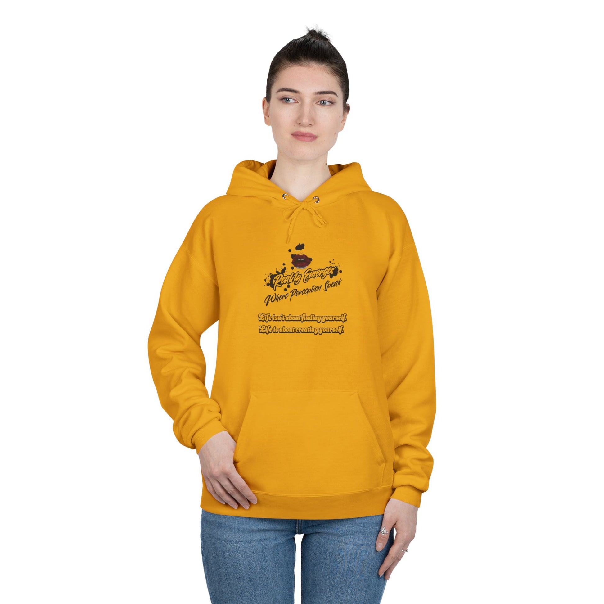 Hoodie Reality Emerges Where Perception Speaks Red Lips and Ink Splatter Design
