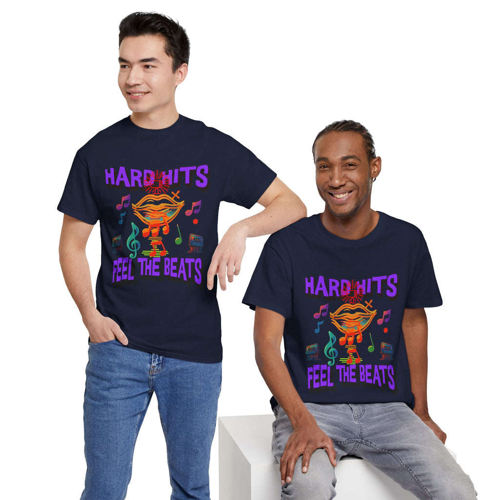 Music Lover Tee - Hard Hits Feel The Beats, Unisex Cotton Shirt, Perfect Gift for Musicians, Concerts, Festivals, Casual Wear