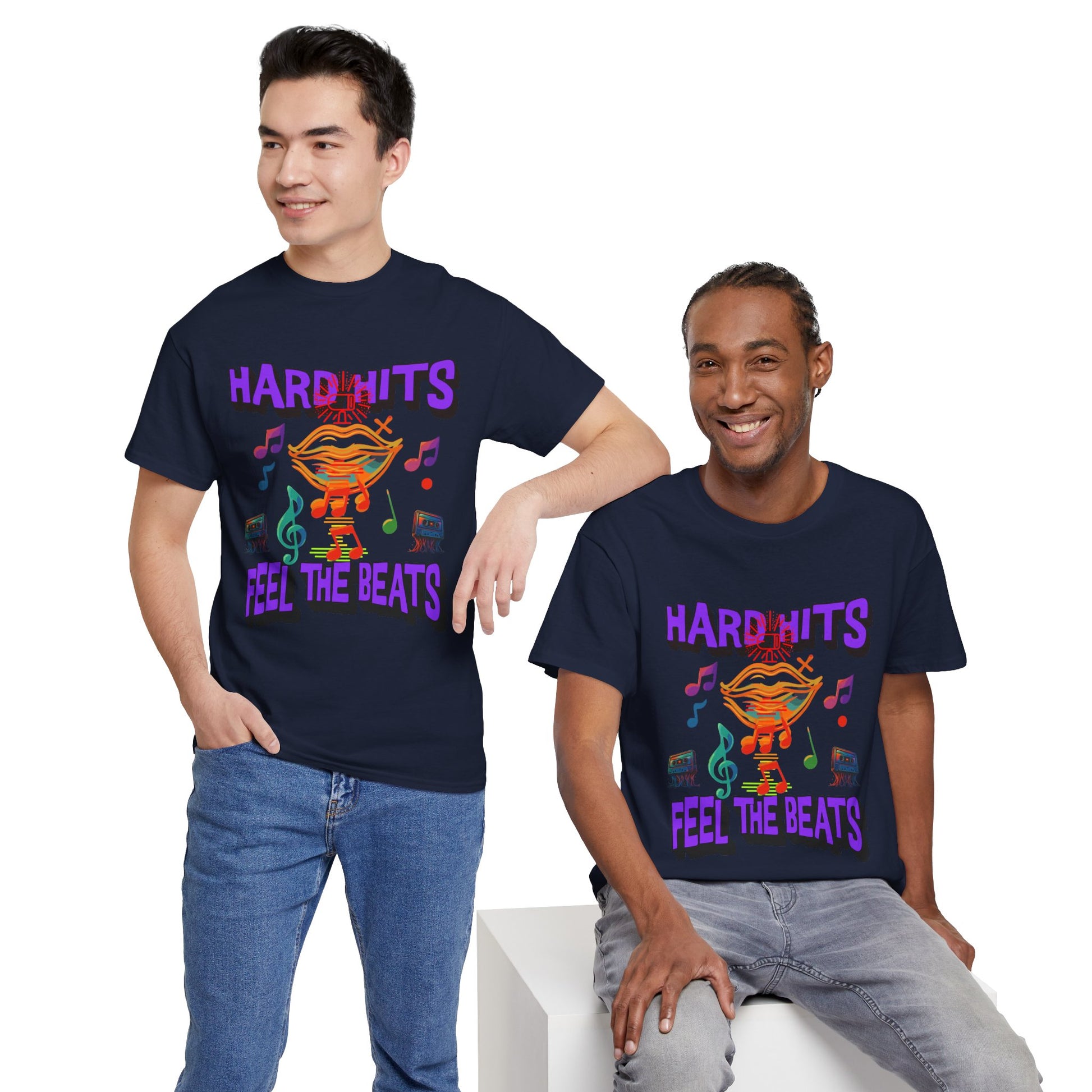 Music Lover Tee - Hard Hits Feel The Beats, Unisex Cotton Shirt, Perfect Gift for Musicians, Concerts, Festivals, Casual Wear