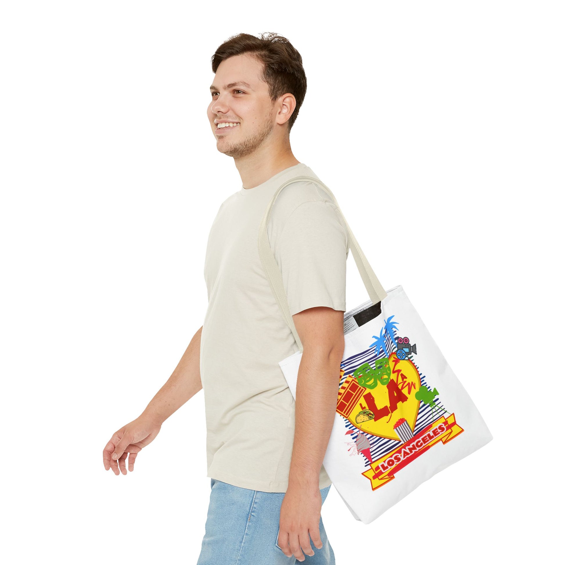 Los Angeles Love Tote Bag, Fun Beach Bag, Travel Tote, Summer Accessory, Gift for Travelers, AOP Design