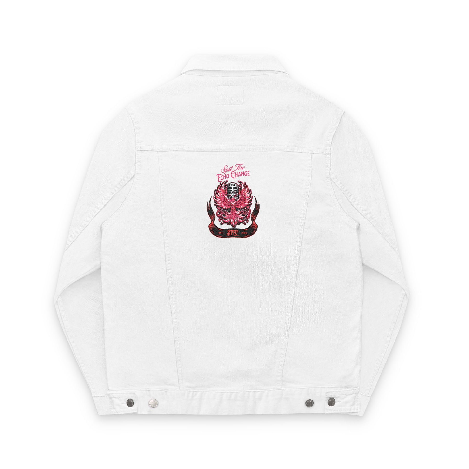 Unisex Classic Denim Jacket – Phoenix & Microphone Embroidered Back