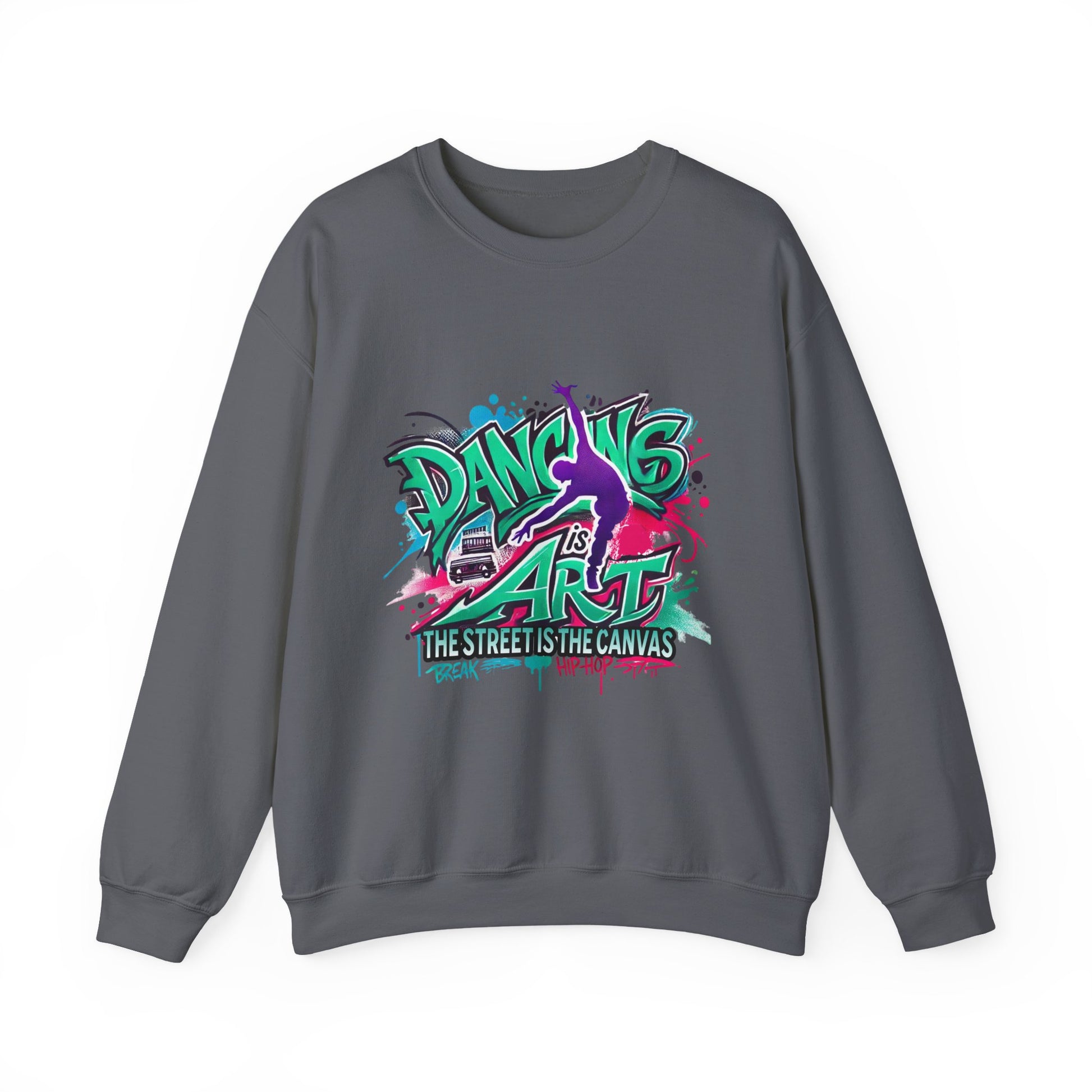 Colorful Street Art Sweatshirt, Unisex Crewneck Pullover, Dance Sweatshirt Gift, Streetwear Apparel, Artsy Fashion