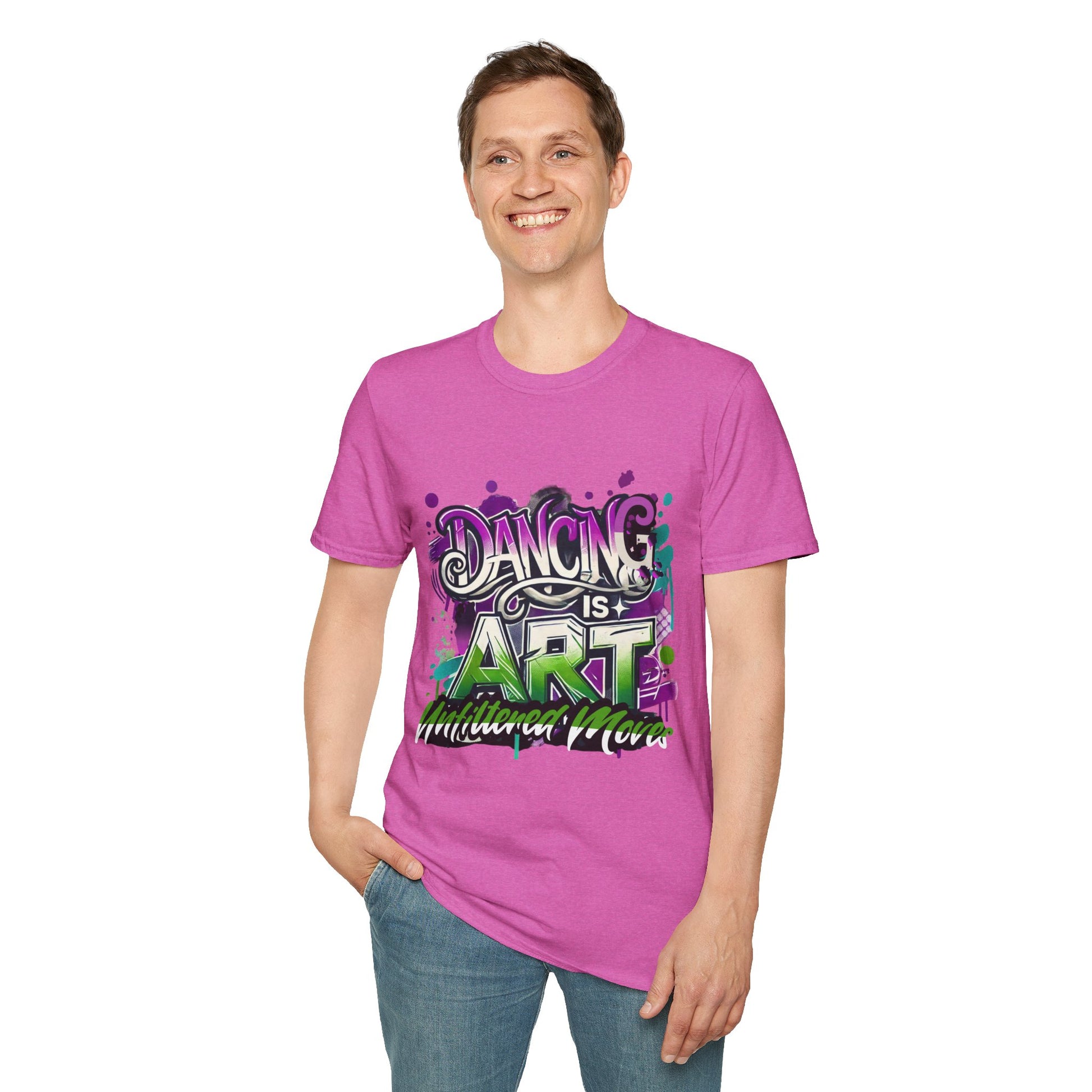 Dance Tee Unisex Softstyle T-Shirt: Dancing is Art & Unfiltered Moves Design