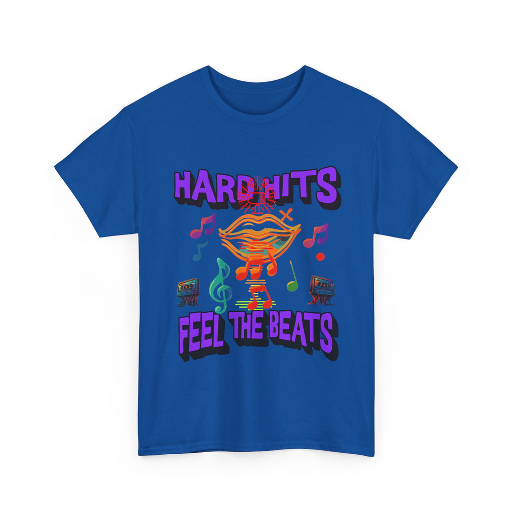 Music Lover Tee - Hard Hits Feel The Beats, Unisex Cotton Shirt, Perfect Gift for Musicians, Concerts, Festivals, Casual Wear