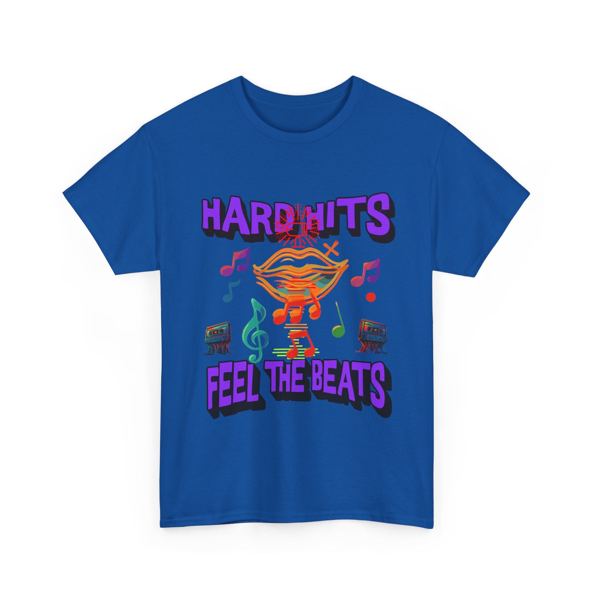 Music Lover Tee - Hard Hits Feel The Beats, Unisex Cotton Shirt, Perfect Gift for Musicians, Concerts, Festivals, Casual Wear