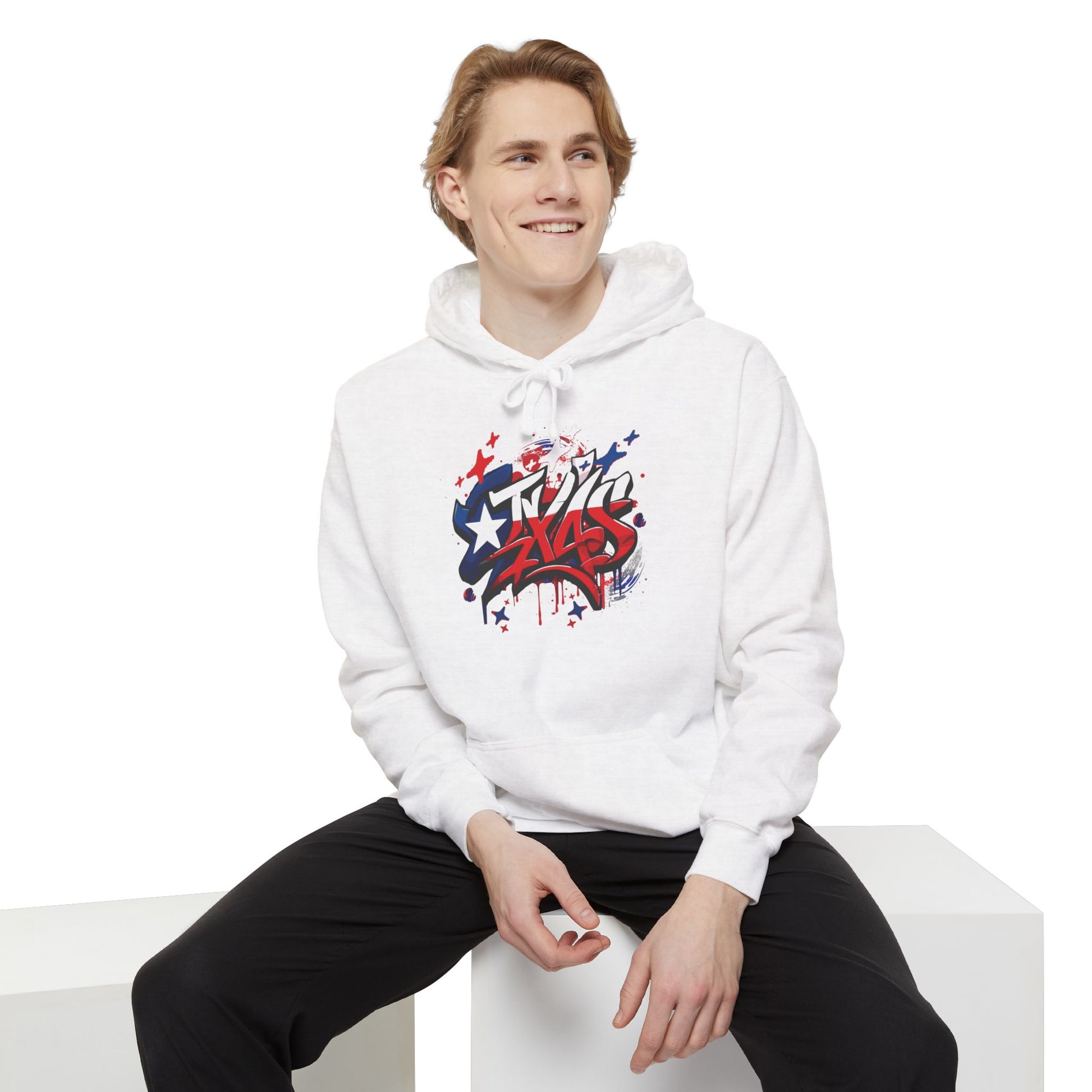 Fourth of July, Street Style Patriotic Graffiti Hoodie – Casual Unisex Sweatshirt for Celebration, Everyday Wear, Gift Idea, Summer BBQ, Fourth of July, Street Style