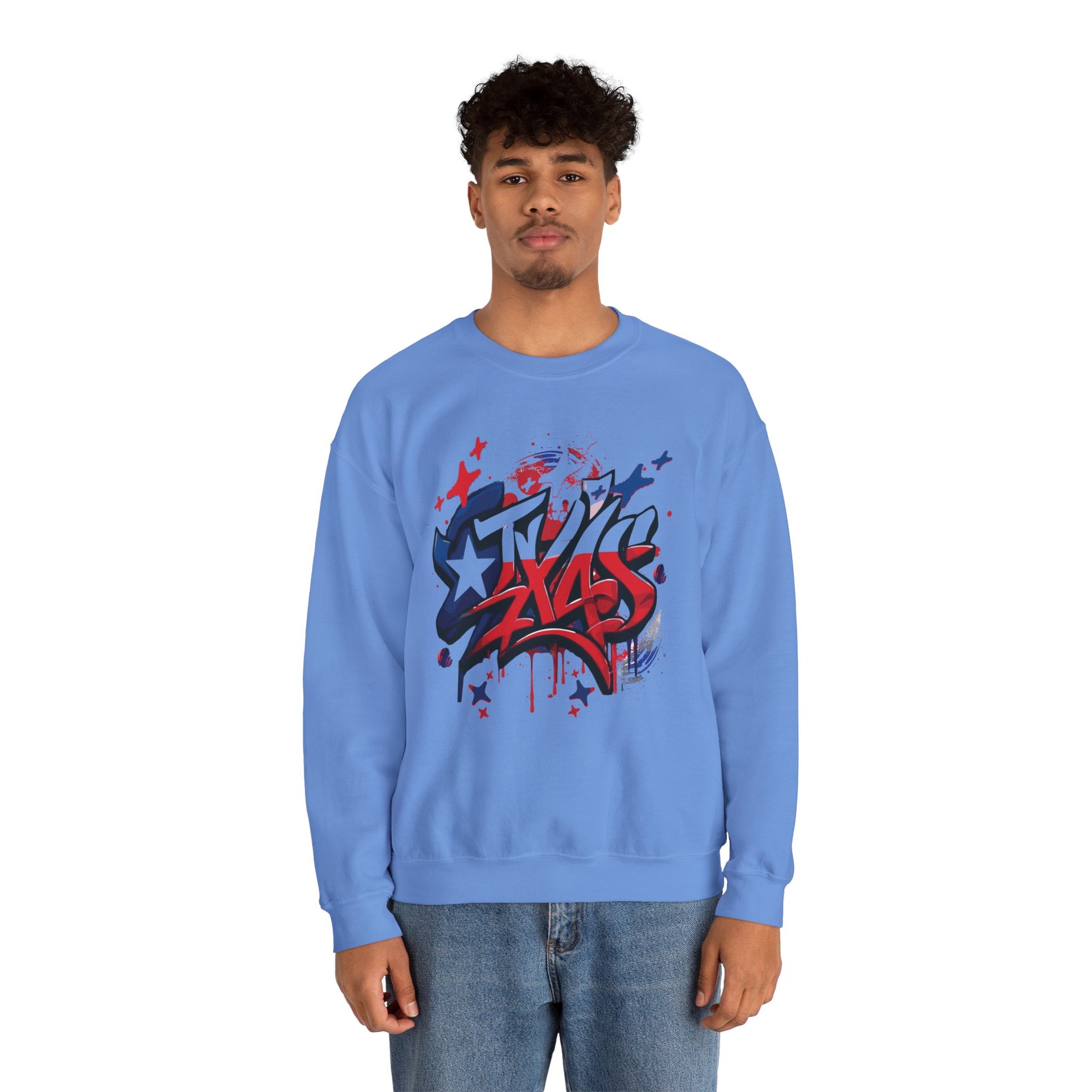 Texas Graffiti Crewneck Sweatshirt, Urban Streetwear, Unisex Fashion, Graphic Sweatshirt, Cozy Layering Piece, Gift for Him/Her