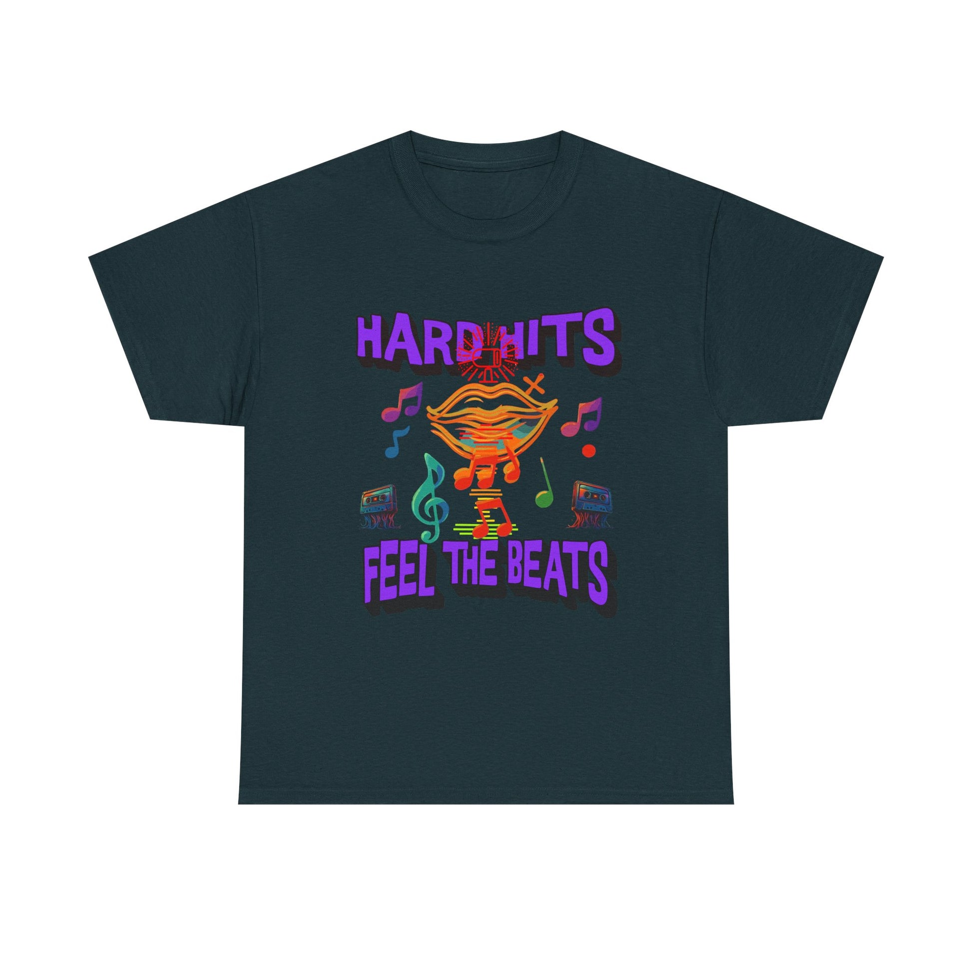 Music Lover Tee - Hard Hits Feel The Beats, Unisex Cotton Shirt, Perfect Gift for Musicians, Concerts, Festivals, Casual Wear