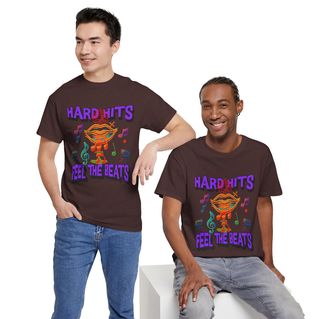 Music Lover Tee - Hard Hits Feel The Beats, Unisex Cotton Shirt, Perfect Gift for Musicians, Concerts, Festivals, Casual Wear