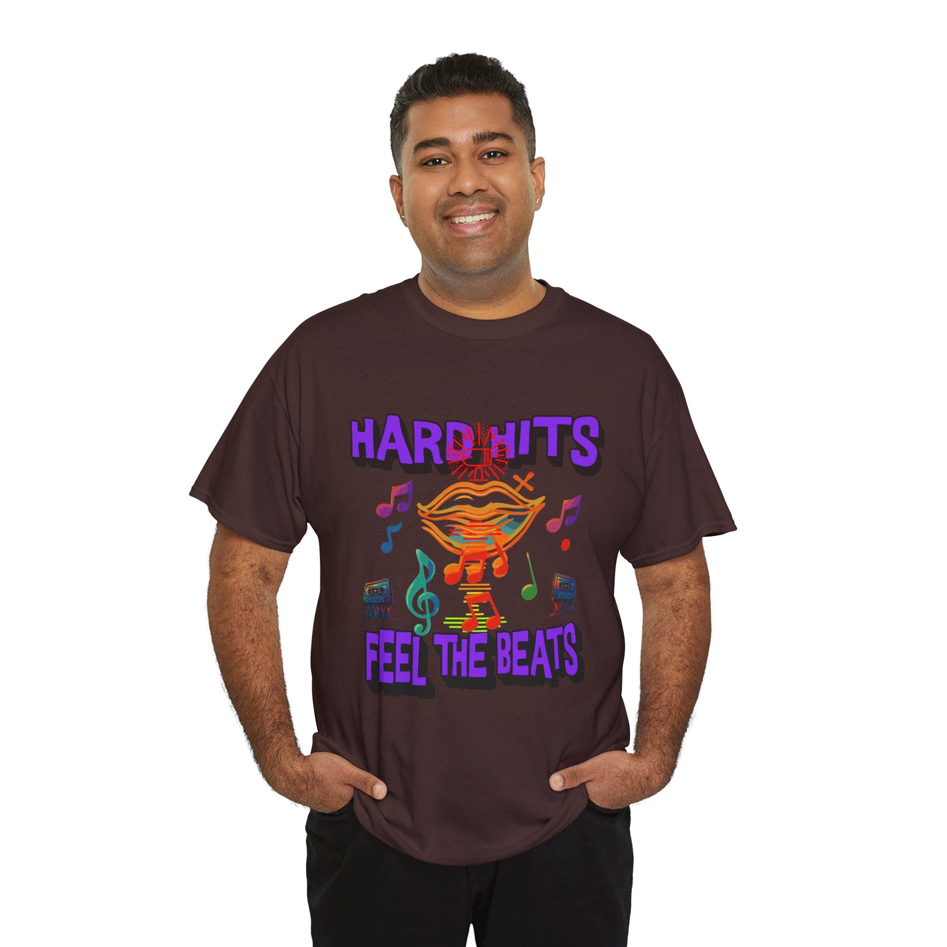 Music Lover Tee - Hard Hits Feel The Beats, Unisex Cotton Shirt, Perfect Gift for Musicians, Concerts, Festivals, Casual Wear