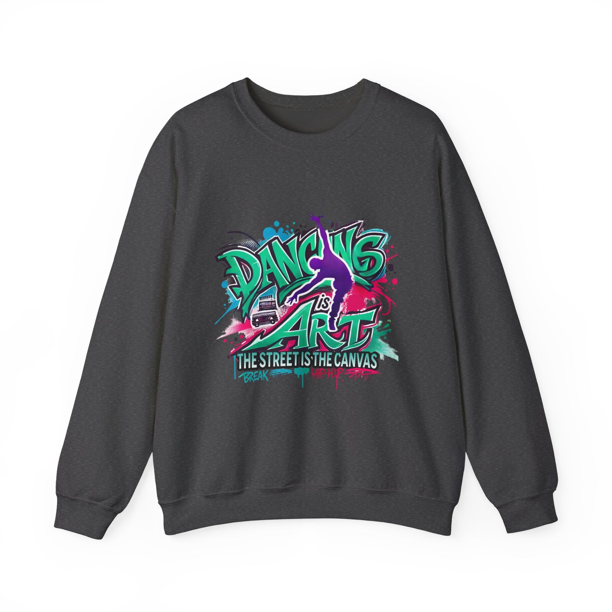 Colorful Street Art Sweatshirt, Unisex Crewneck Pullover, Dance Sweatshirt Gift, Streetwear Apparel, Artsy Fashion