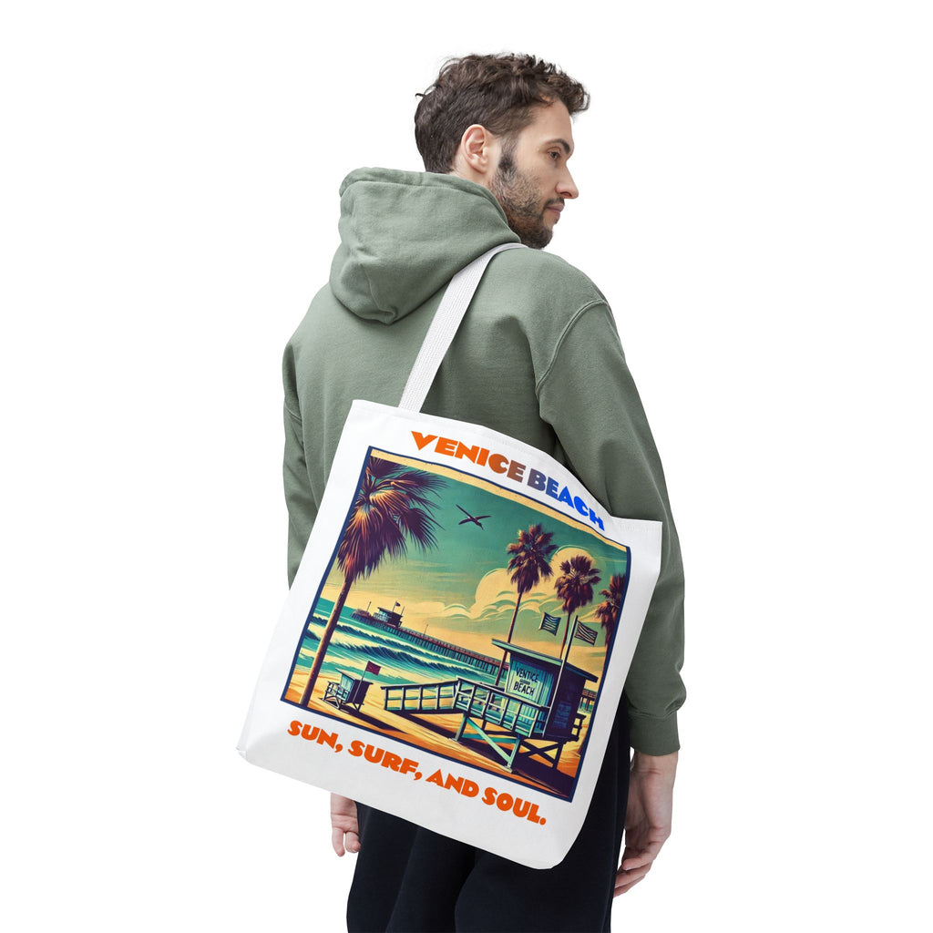 Venice Beach Tote Bag - Sun, Surf, and Soul, Beach Bag, Eco-Friendly, Summer Essential, Travel Tote, Gift for Beach Lovers