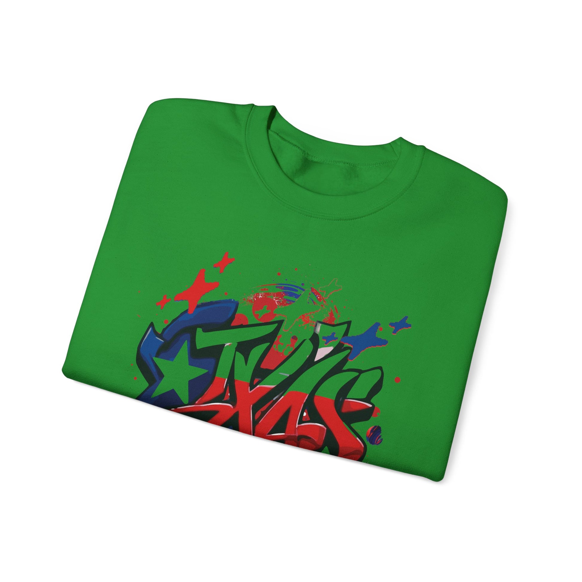 Texas Graffiti Crewneck Sweatshirt, Urban Streetwear, Unisex Fashion, Graphic Sweatshirt, Cozy Layering Piece, Gift for Him/Her