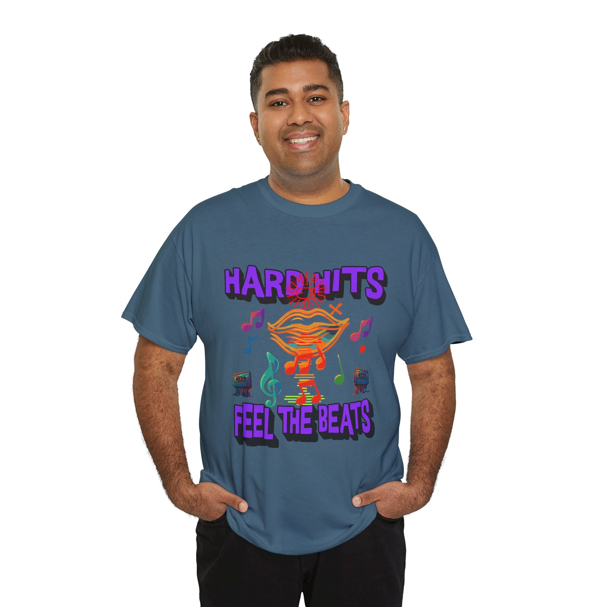 Music Lover Tee - Hard Hits Feel The Beats, Unisex Cotton Shirt, Perfect Gift for Musicians, Concerts, Festivals, Casual Wear
