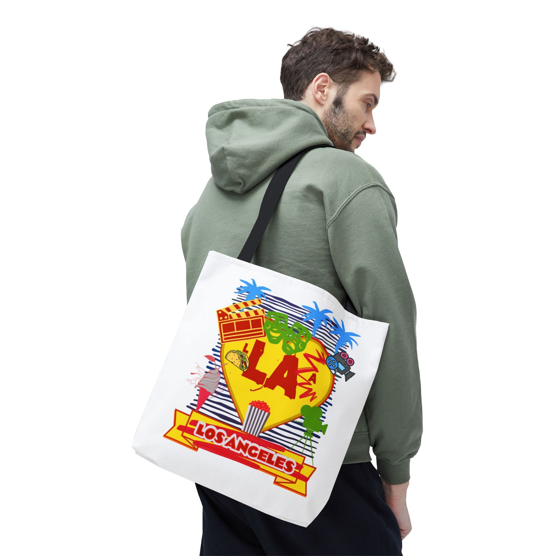 Los Angeles Love Tote Bag, Fun Beach Bag, Travel Tote, Summer Accessory, Gift for Travelers, AOP Design