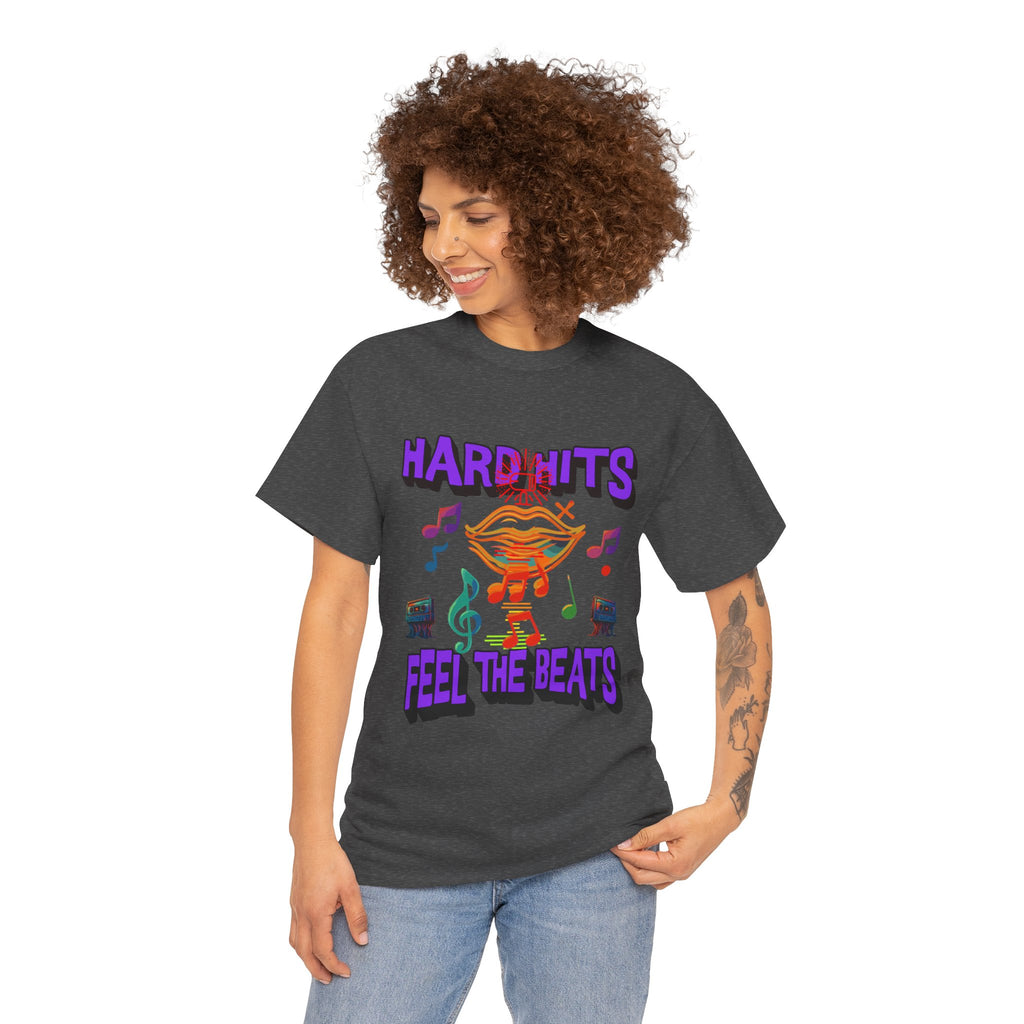 Music Lover Tee - Hard Hits Feel The Beats, Unisex Cotton Shirt, Perfect Gift for Musicians, Concerts, Festivals, Casual Wear
