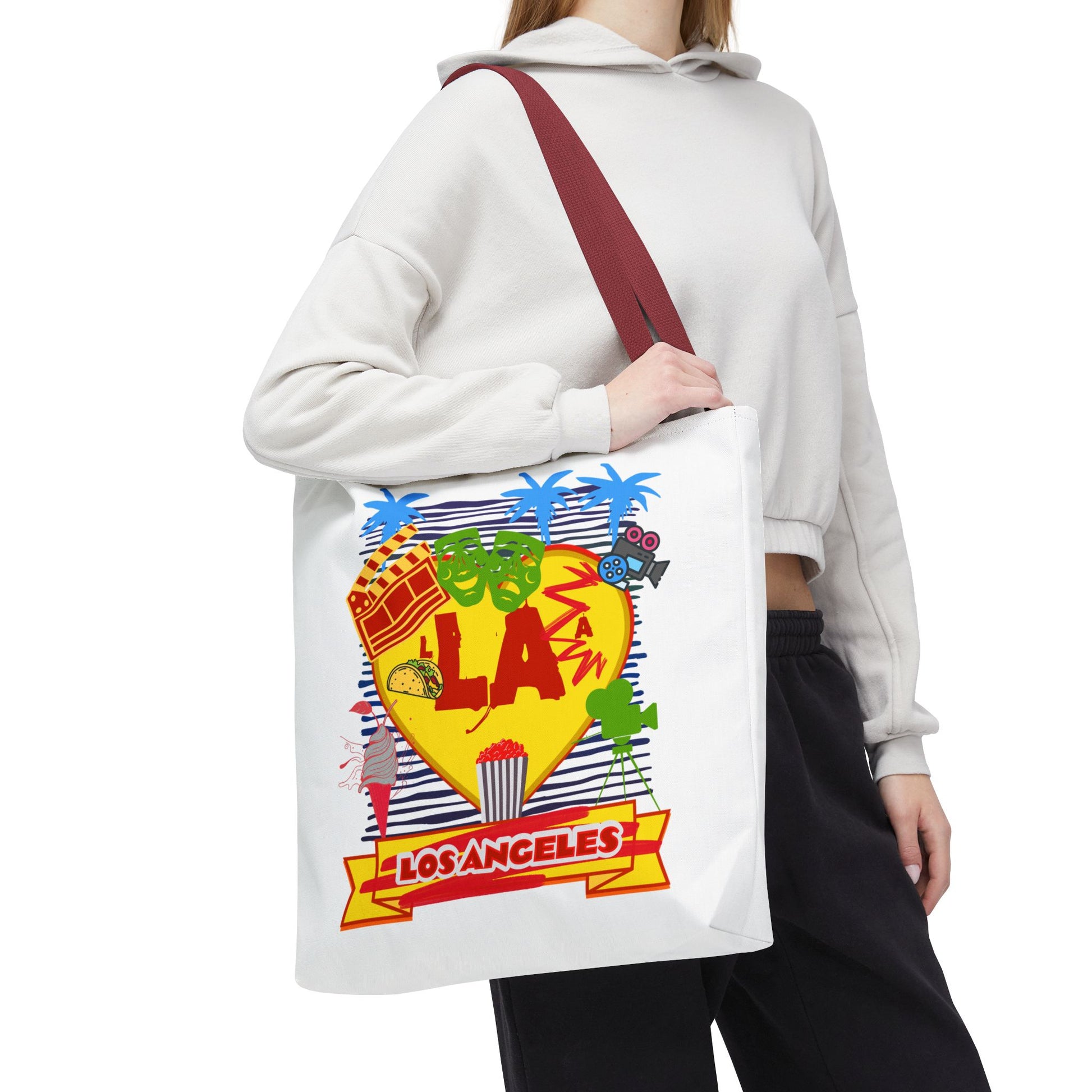 Los Angeles Love Tote Bag, Fun Beach Bag, Travel Tote, Summer Accessory, Gift for Travelers, AOP Design